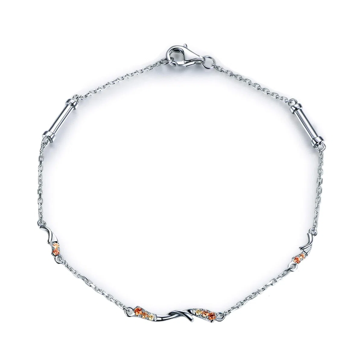 ZH1YFD Pulsera Oro Blanco 18K para Mujer, Eslabón de Barra con Cadena de Zafiro de Colores Pulsera Mujer 16-19CM