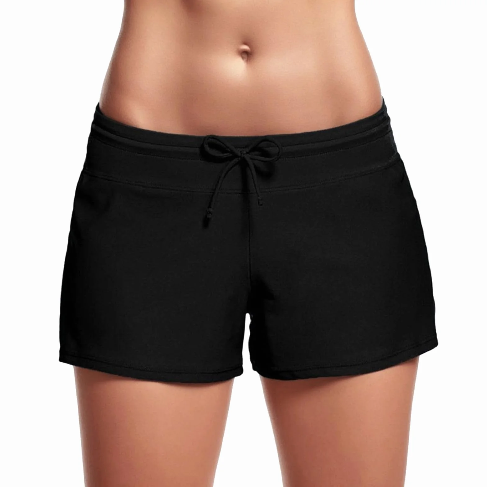 Genérico High Mujeres Beach Bikini Pantalones Cortos Cintura Fruncidos Inferior Baño Shorts Swimwears Tankinis Set