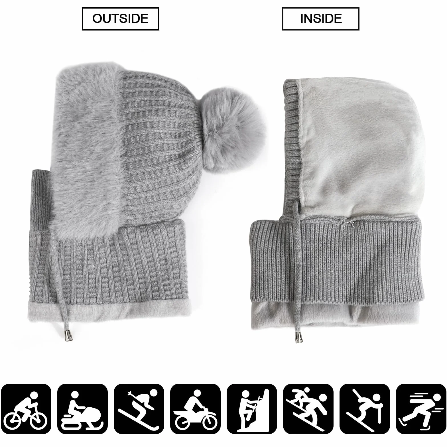 TAGVO Pasamontañas Termico para Mujer, Pasamontañas Invierno Capucha Polar Máscara de Esquí Balaclava Polar Multifuncional para Clima Frío Montaña Camping Senderismo