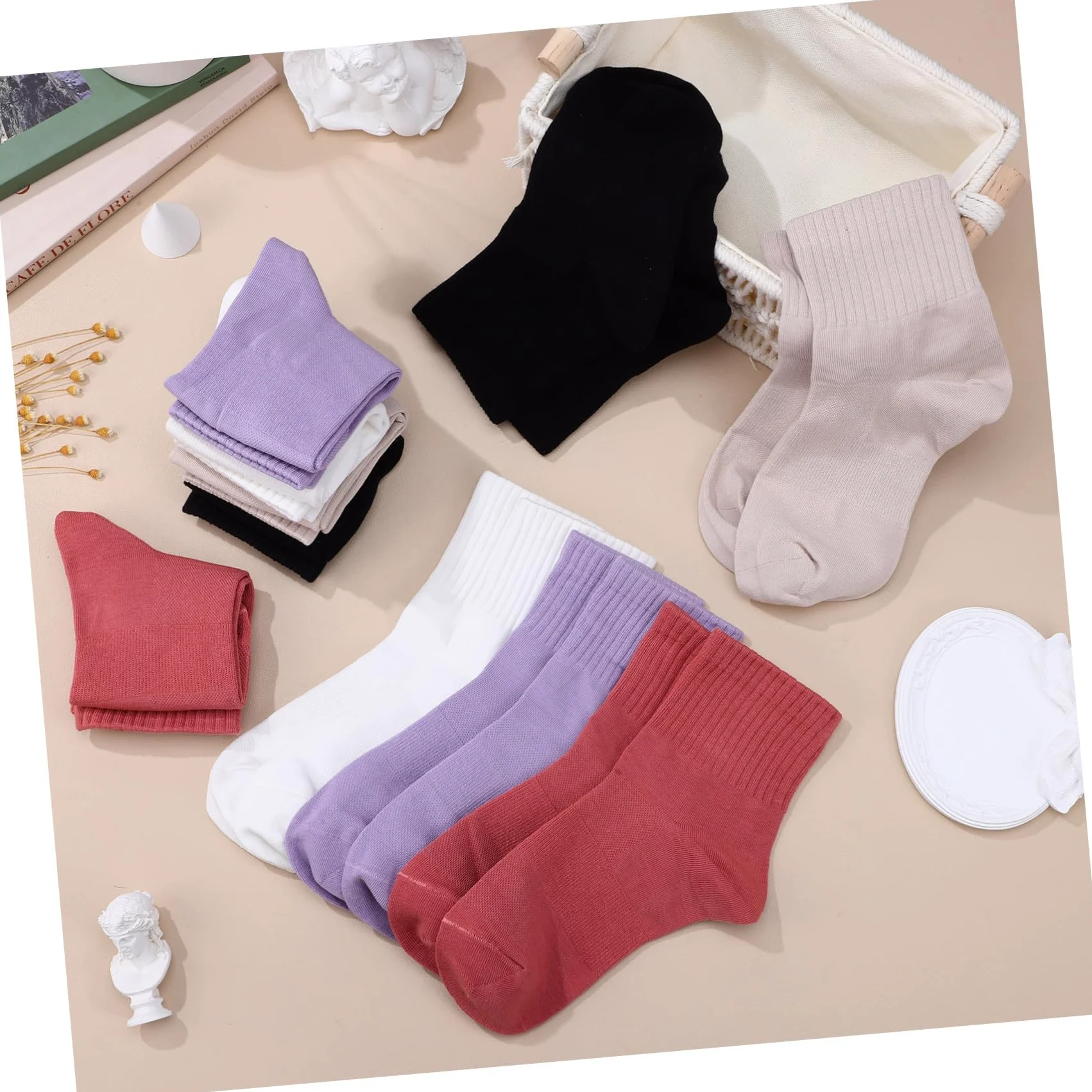 Gatuida 10pares Calcetines De Algodón Para Mujer Altos y Acolchados Para Deportes y Senderismo Confección