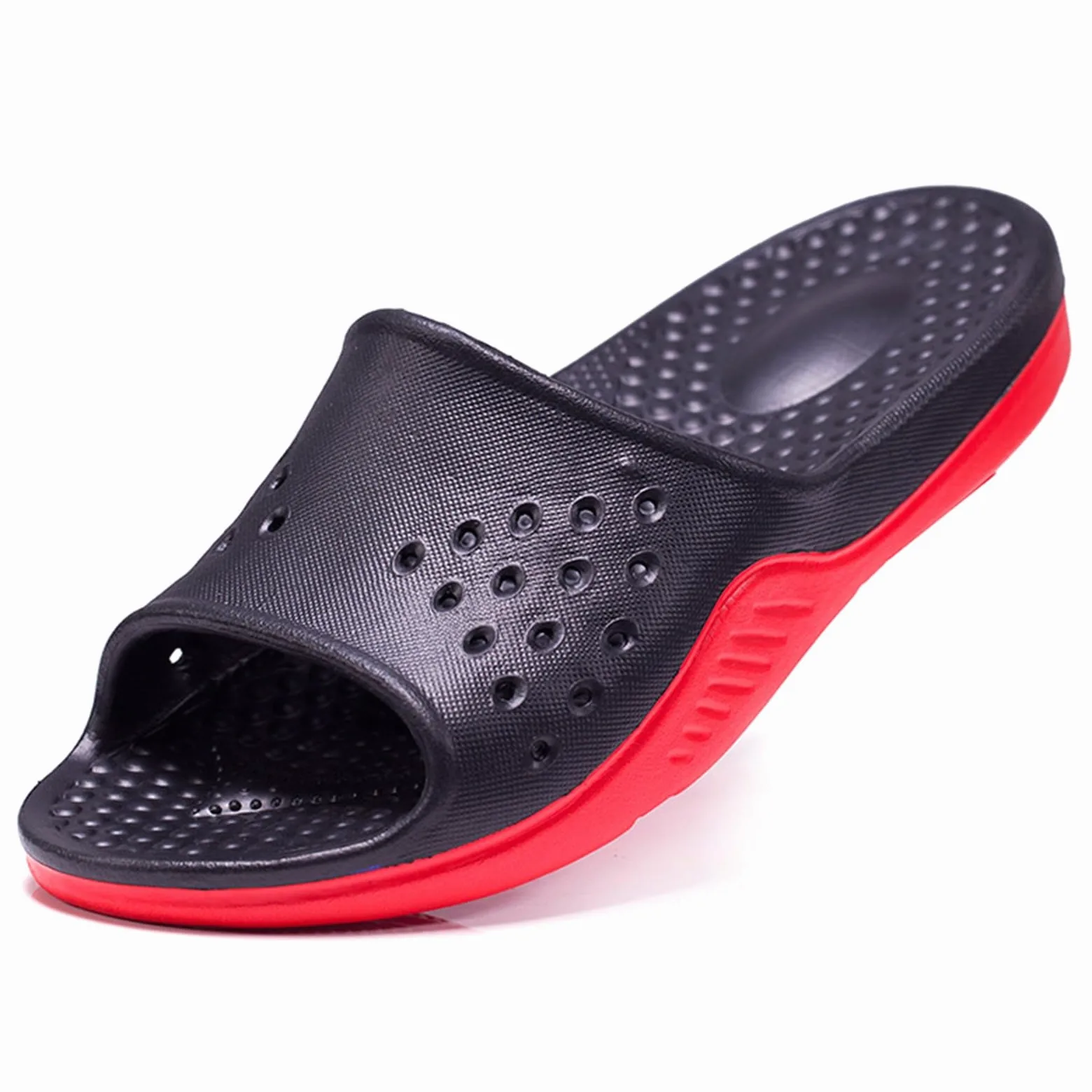 Slides Unisex Sandalias De Deslizamiento Eva Transpirables Perforadas, Zapatillas Antideslizantes Cojín Grueso Dos Tonos para La Piscina del Baño Y El Uso Diario-gray-40