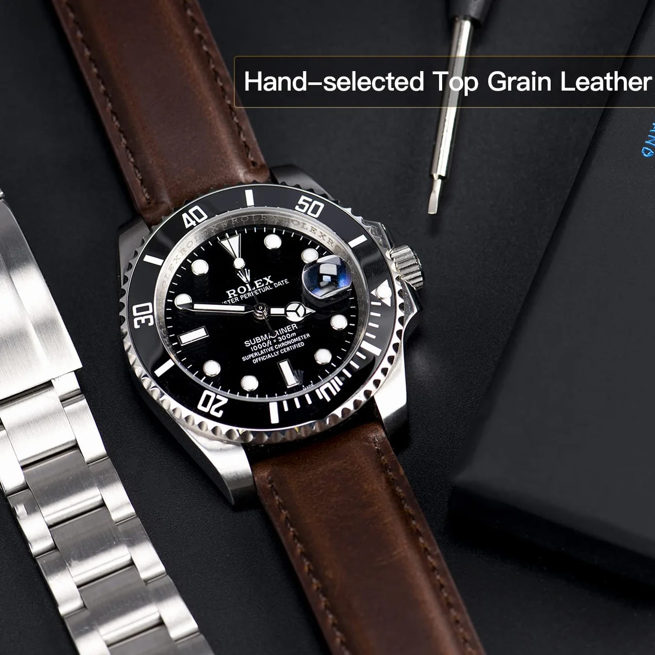 OTTOODY Correa de Reloj de Cuero de Liberación Rápida 18mm 19mm 20mm 21mm 22mm, Elegantes Correas de Reloj de Cuero de Grano Superior Correa de Reloj de Repuesto para Hombre Mujer, Reloj y Smartwatch