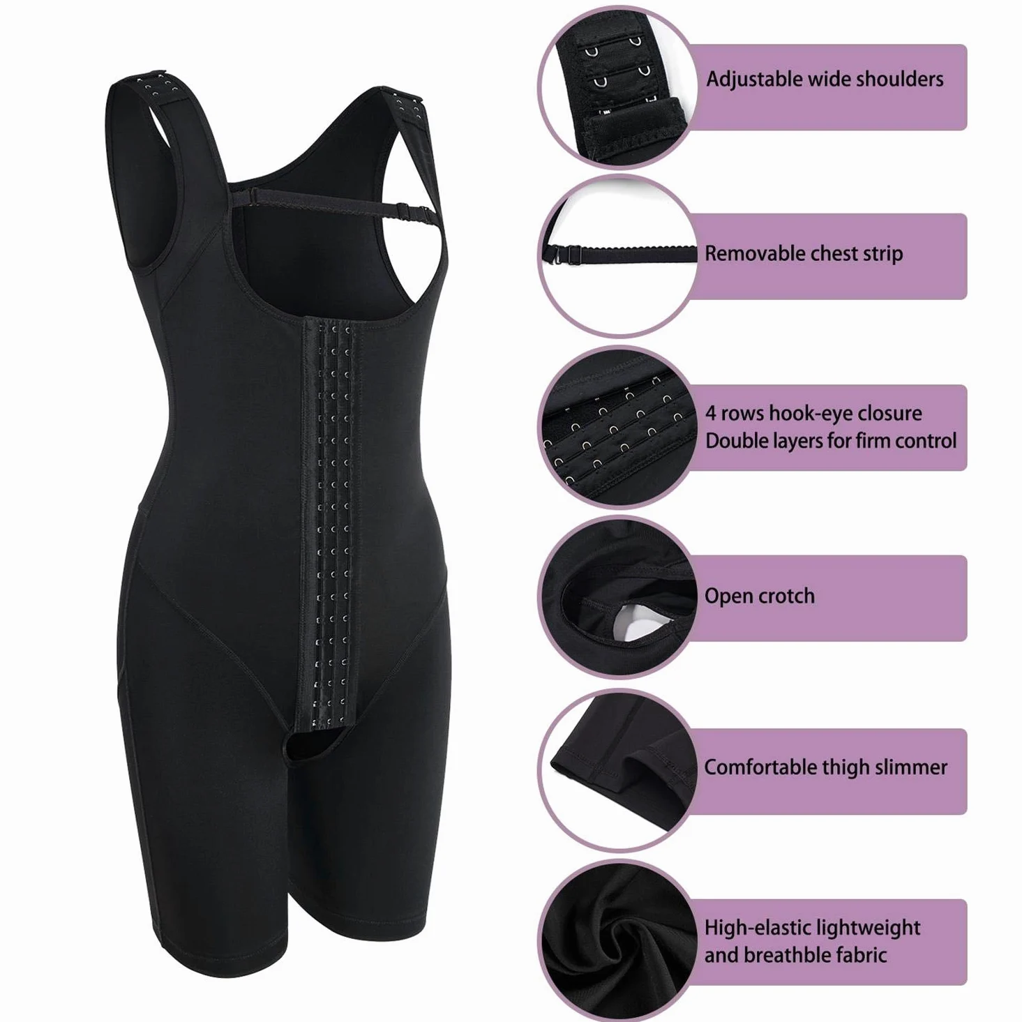 KUMAYES Bodies Moldeadores para Mujer Underbust Corsé Faja Reductora Lencería Moldeadora Shapewear Corsé Doble Control de Abdomen Bodysuit Posparto