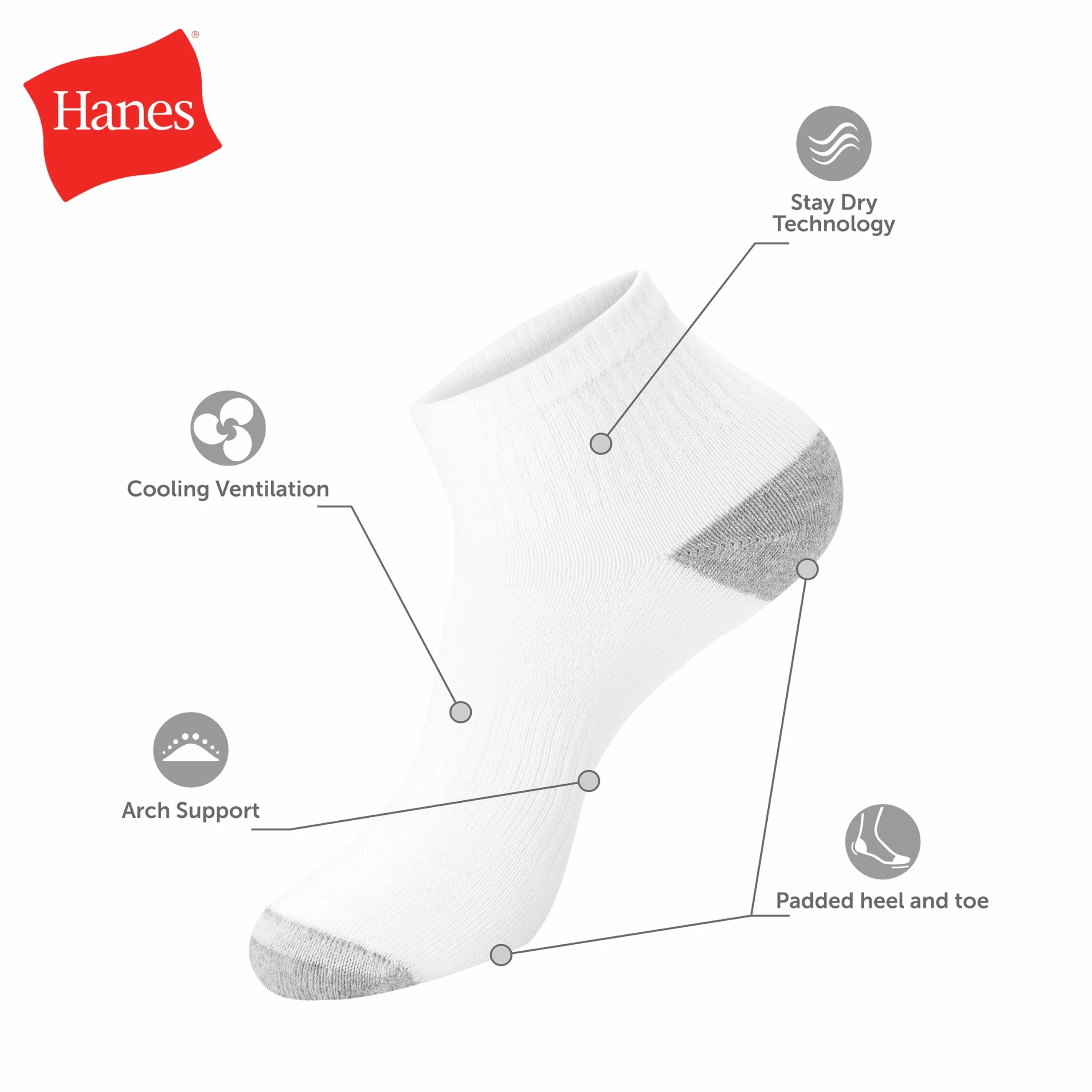 Hanes Active Cool X-temp - Calcetines para hombre (14 pares, ligeros, resistentes a la humedad, acolchados)