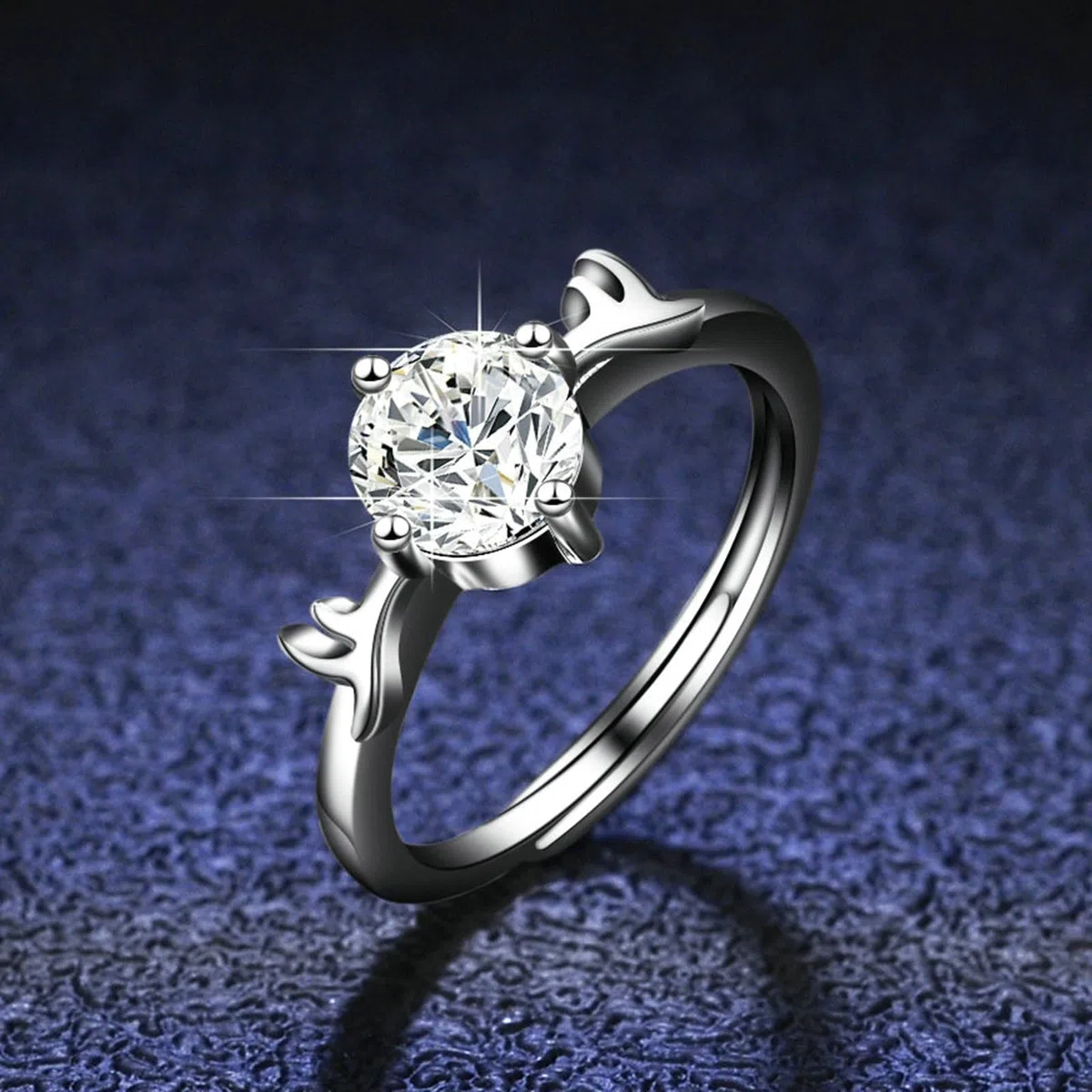 Anillo de boda de oro con moissanite 1ct, anillo de boda de oro auténtico solitario de oro blanco para mujer