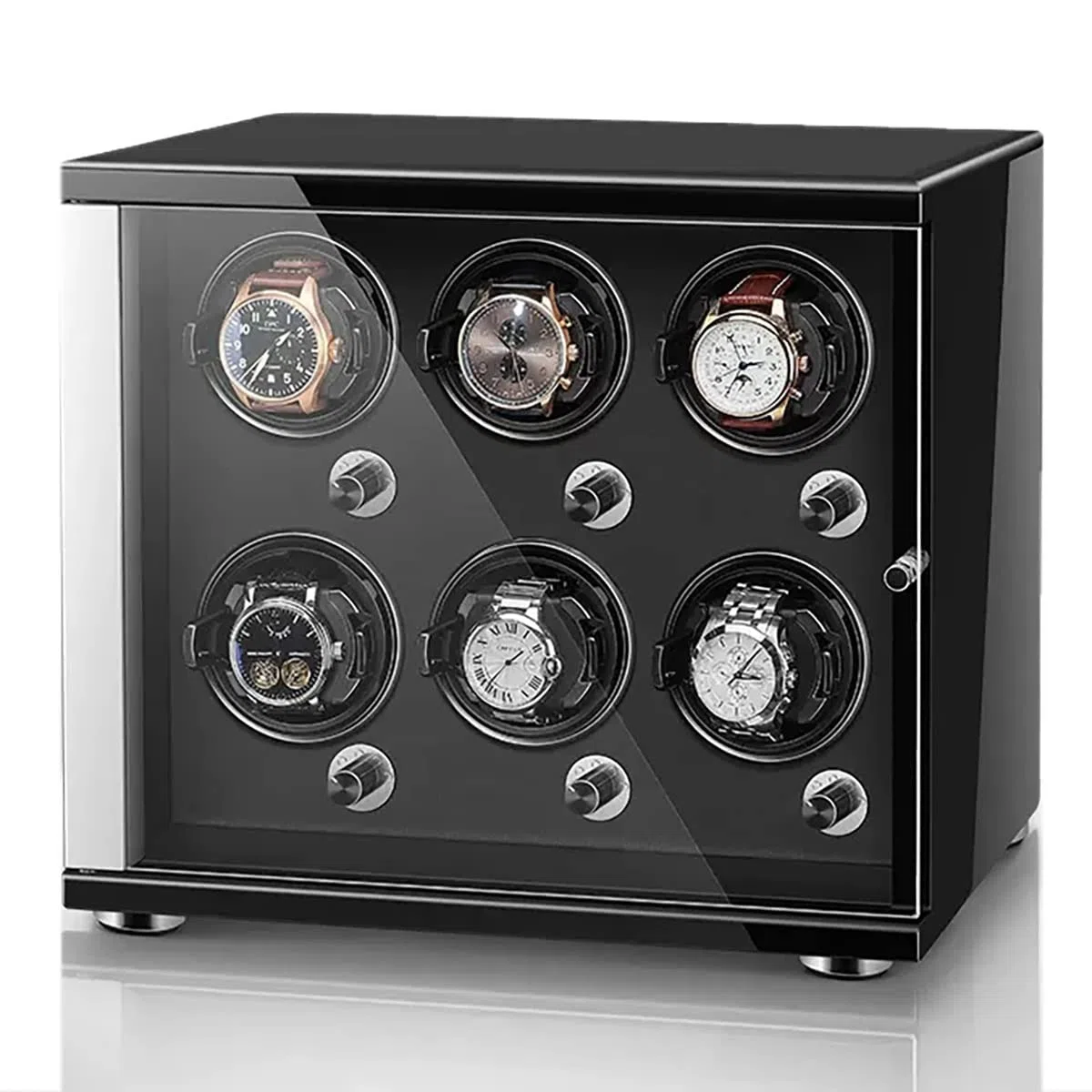 Caja enrolladora de Relojes automática para 1, 2, 4 o 6 Relojes, con Carcasa de Madera Flexible y Motor silencioso.