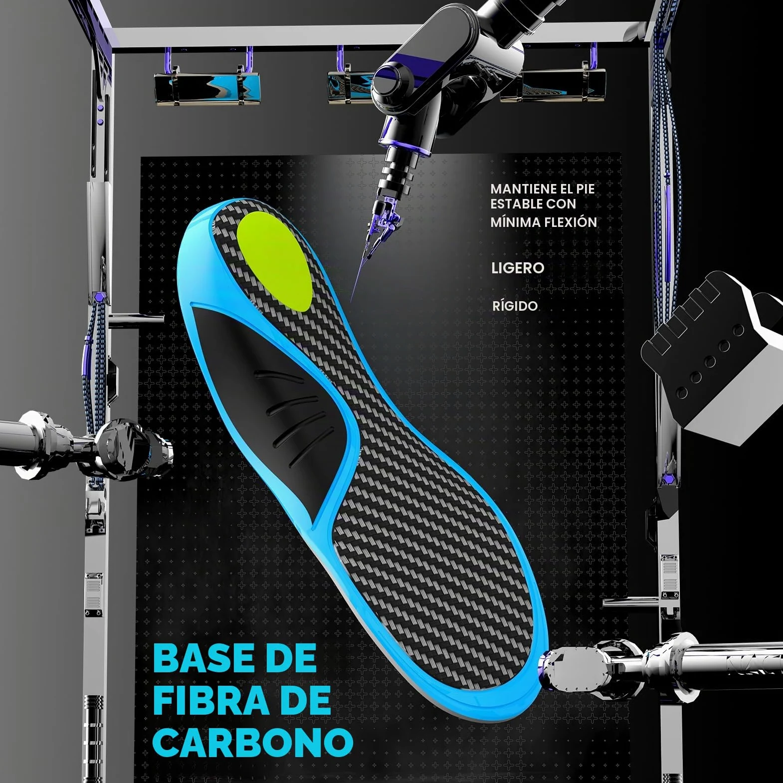 Plantillas de fibra de carbono con soporte para el arco - Welnove Plantillas de alto rendimiento amortiguadoras para deportes activos - Retorno de energía y protección contra lesiones-XXL 45-46