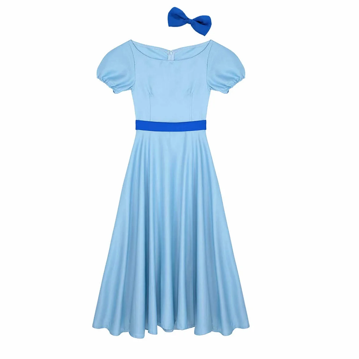 Mujer Disfraz Princesa Wendy Vestido Azul Largo Diadema Fiesta
