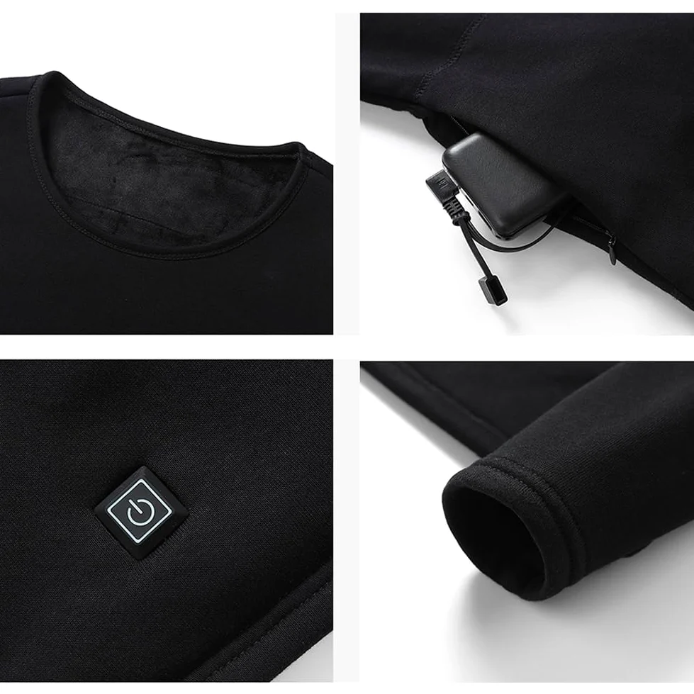 Ropa Interior Térmica De Manga Larga con Forro Polar Suave Y Calefacción Eléctrica por USB