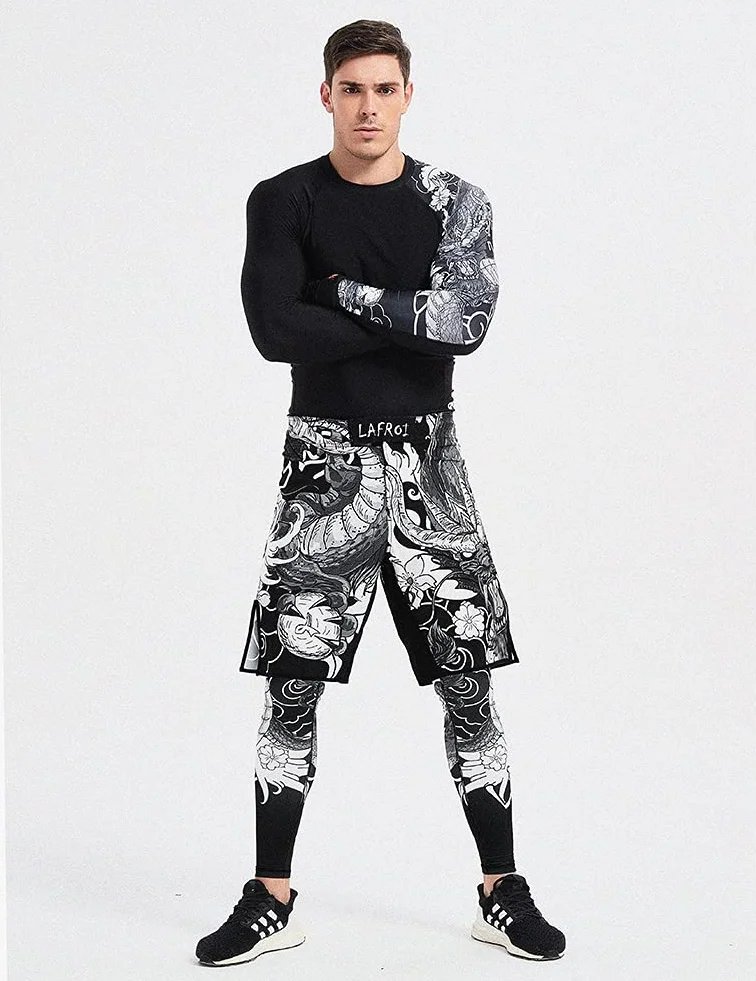 LAFROI Pantalones Cortos de Entrenamiento para Hombre, MMA Cross-Training, con cordón y Bolsillo