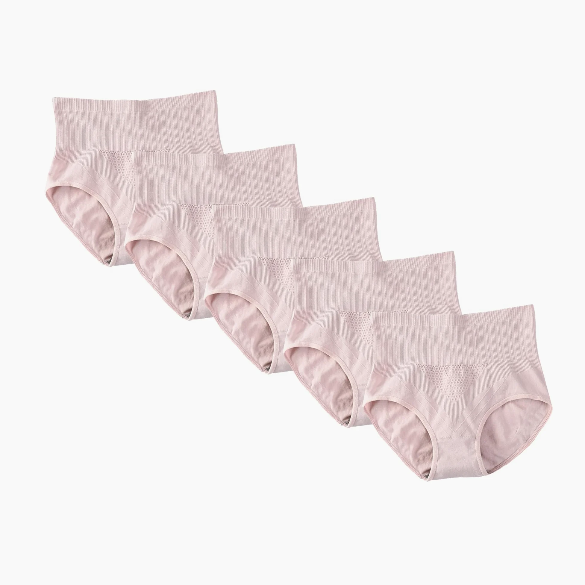 Paquete múltiple de bragas de cintura alta para mujer, ropa interior de recuperación de cesárea, ropa interior suave y elástica (rosa, 5 piezas, M)