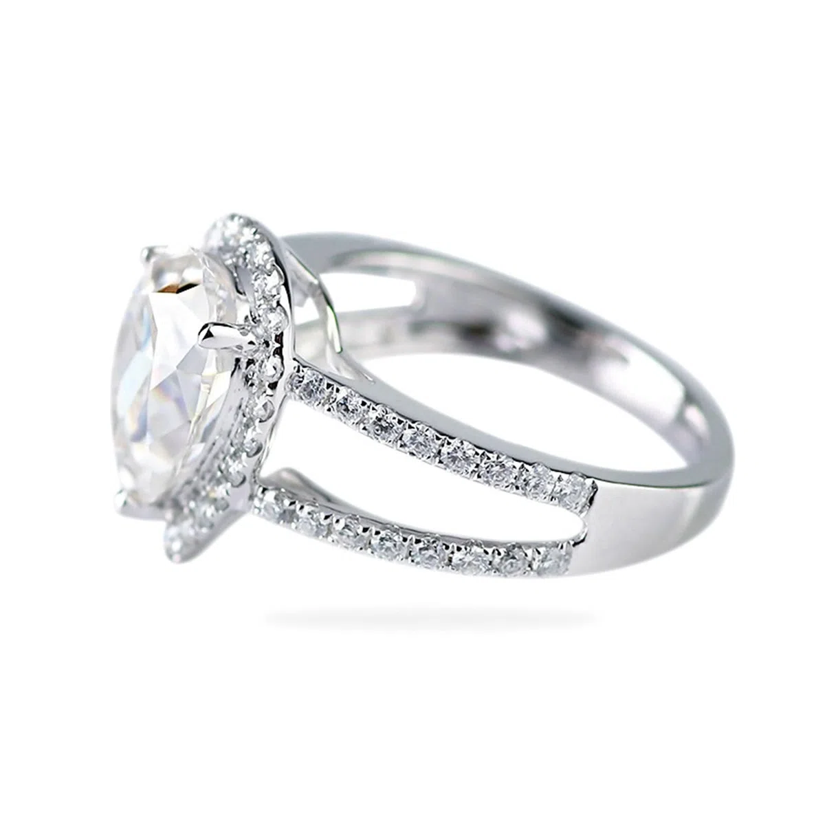 Anillo de oro blanco, anillos a juego con moissanite en forma de gota de 1/1,5 ct, regalos de aniversario de boda para mujeres