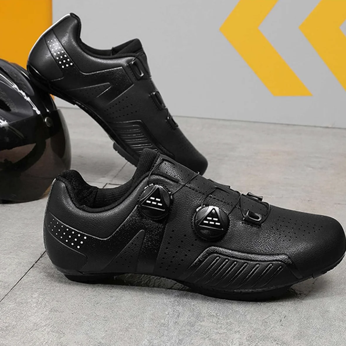 Zapatillas Ciclismo para Hombre, Zapatos Bicicleta de Carretera | Transpirables Antideslizantes Compatibles con Look System Estatica Spinning para Interiores Y Outdoor