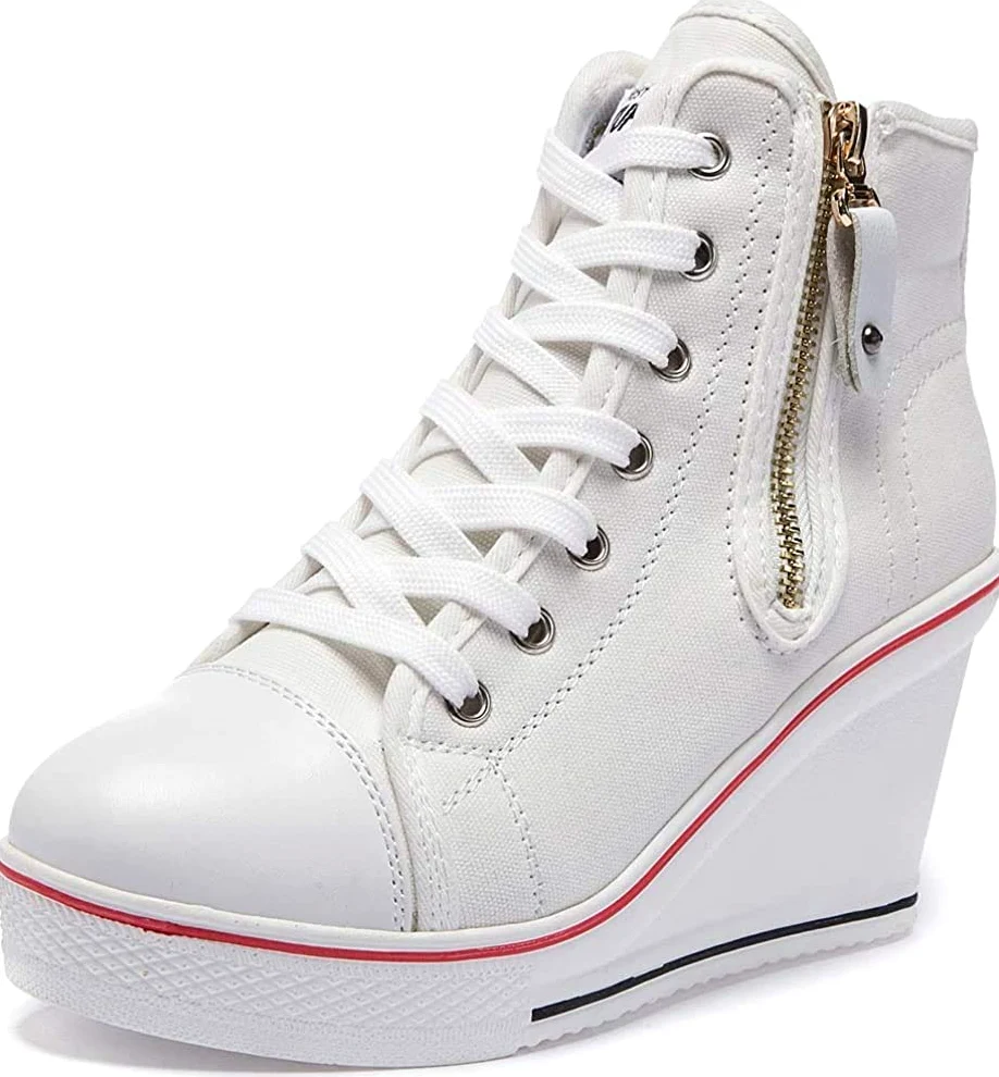 Mujer Cuñas Zapatos 35-43 EU De Lona High-Top Zapatos Casuales Talla Grande Zapatillas de Cuña para Mujer Zapatillas de Deporte Zapatillas Altas Primavera/Verano Tacón Cuña