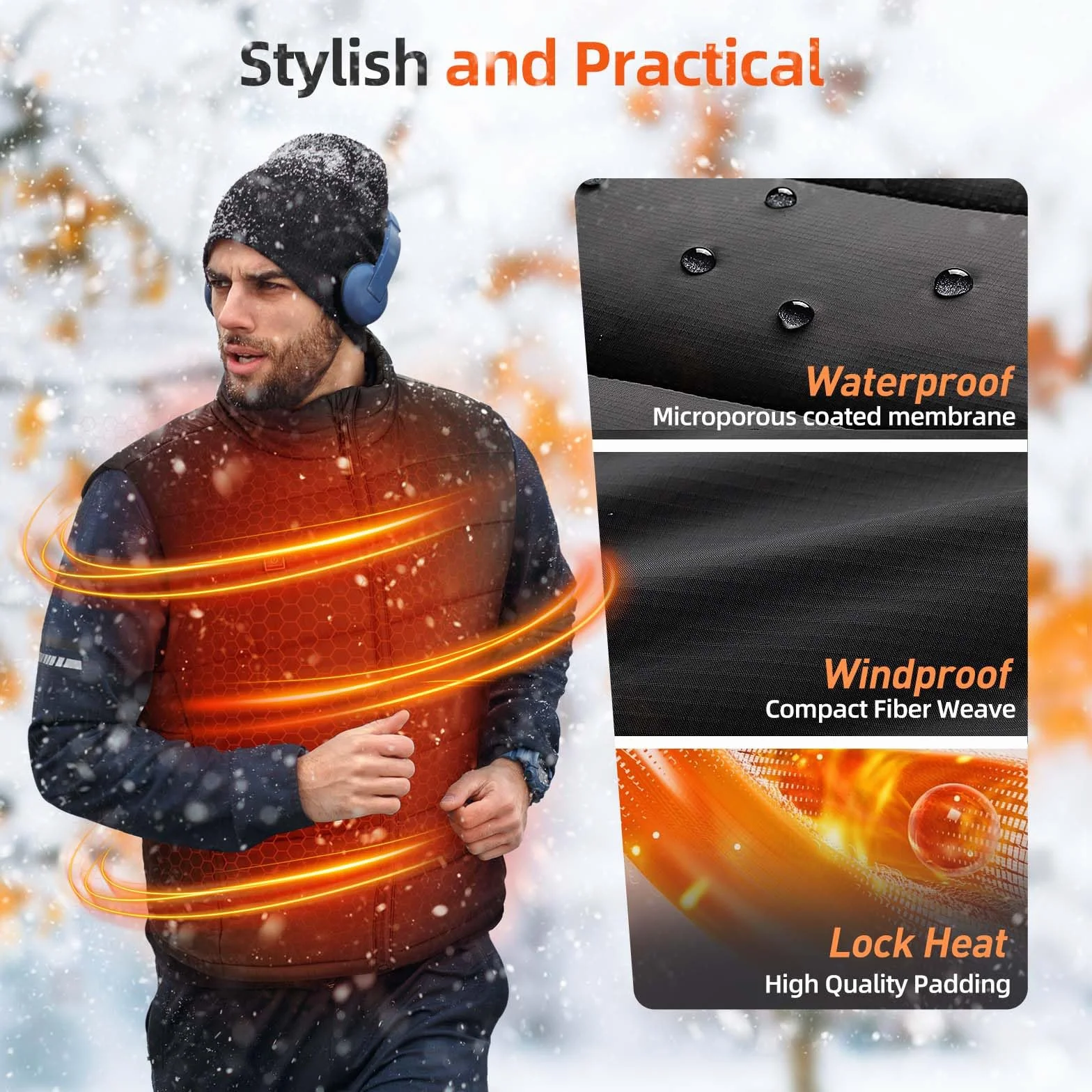 Chaleco Calefactable Hombre con Control por APP - Chaqueta Calefactable Eléctrica Ligera con Batería, 4 Niveles de Calor para Cazar, Esquiar, Senderismo y Caminar con el Perro