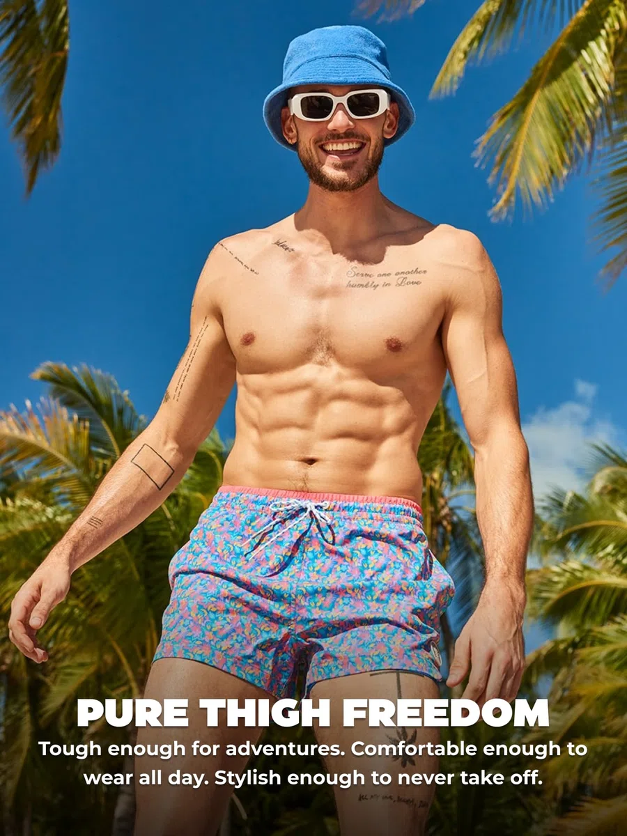 Chubbies Traje de baño forrado para hombre de 7 pulgadas, pantalones cortos de natación y pantalones cortos para hombre con cintura elástica, elástico, forro tipo bóxer UPF 50+