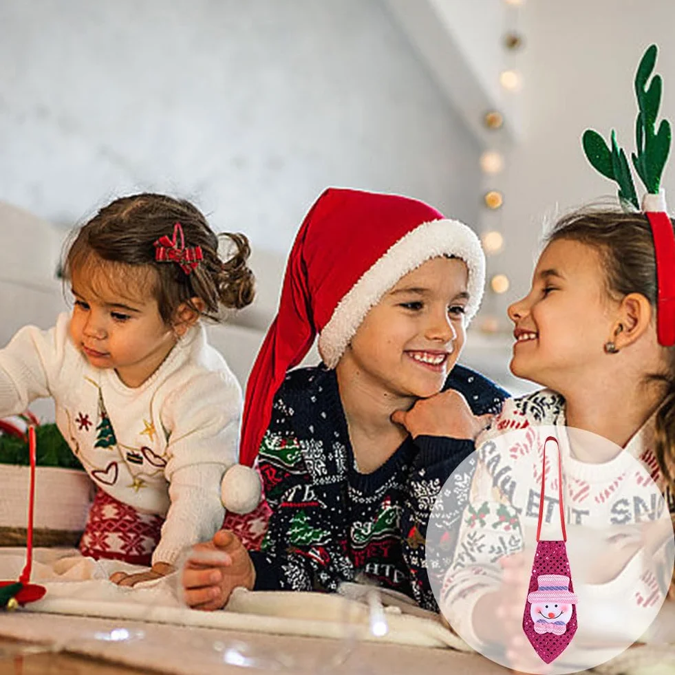 3 Piezas Corbatas De Moda Decoraciones Navideñas,Corbatas De Tela Para Fiestas Navideñas,Corbatas Para Niños Y Niñas Dibujos Animados,Corbata Infantil Navidad Santa,Para Escolar Uniforme Fiesta,Kiuiom