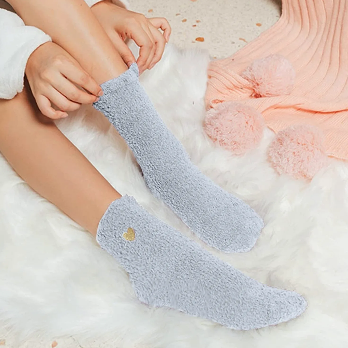 Calcetines Invierno 8 Pares De Calcetines Para Mujer Con Patrón De Corazón De Amor, Esponjosos, Súper Suaves, Cálidos, Gruesos, Acogedores Y Borrosos Calcetines Termicos
