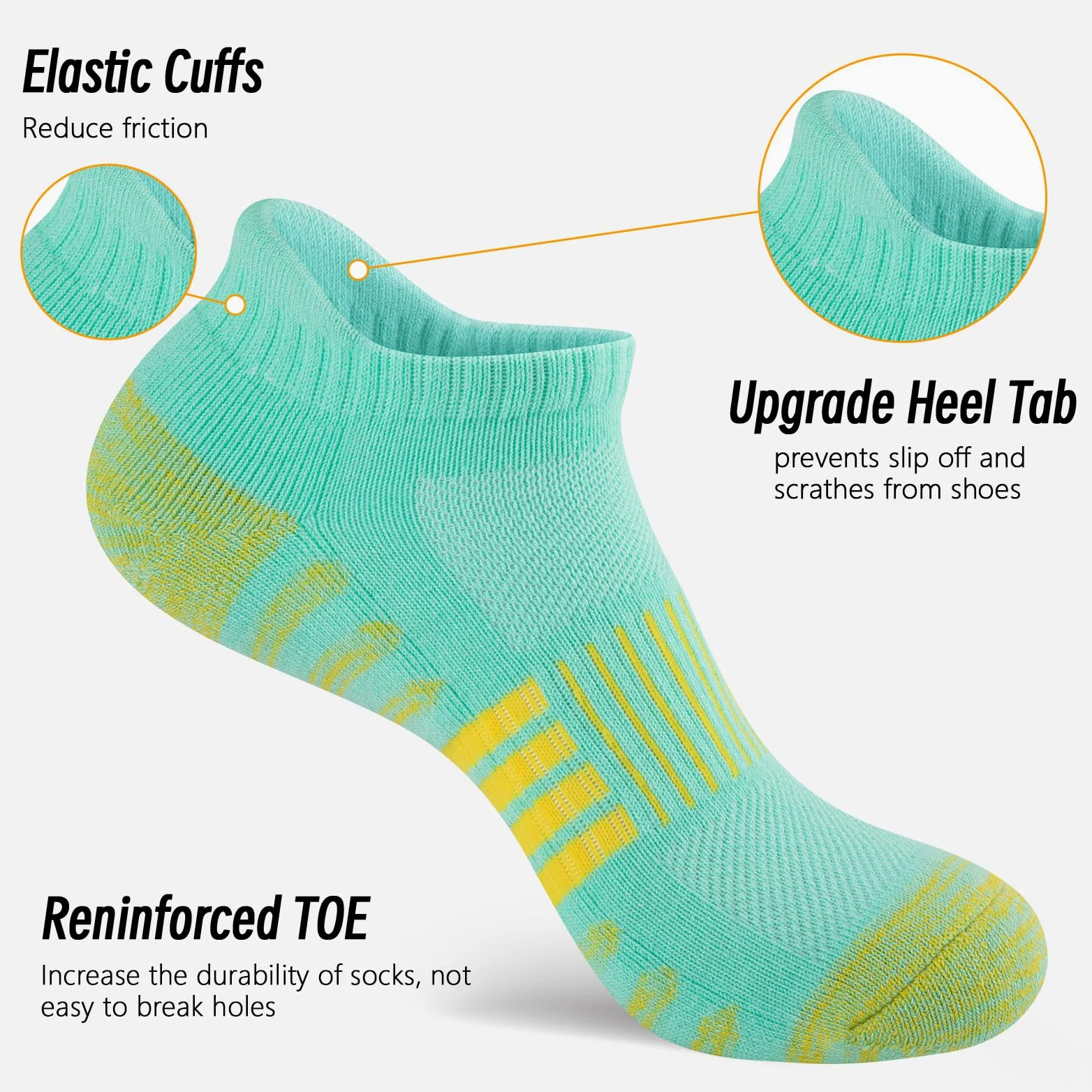 COOPLUS 6 pares de calcetines de tobillo para mujer, atléticos, gruesos, acolchados, de algodón, para correr, corte bajo