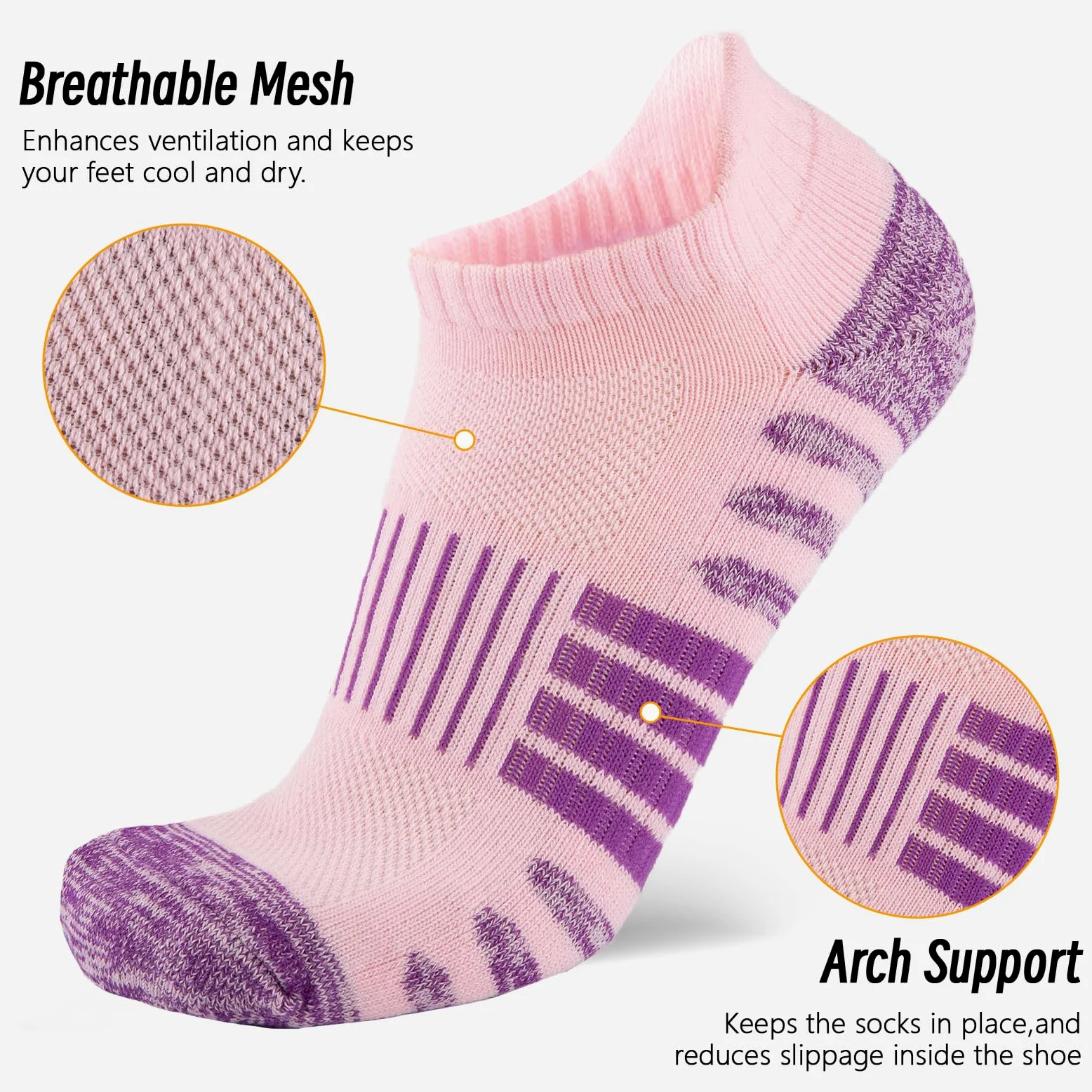 COOPLUS 6 pares de calcetines de tobillo para mujer, atléticos, gruesos, acolchados, de algodón, para correr, corte bajo