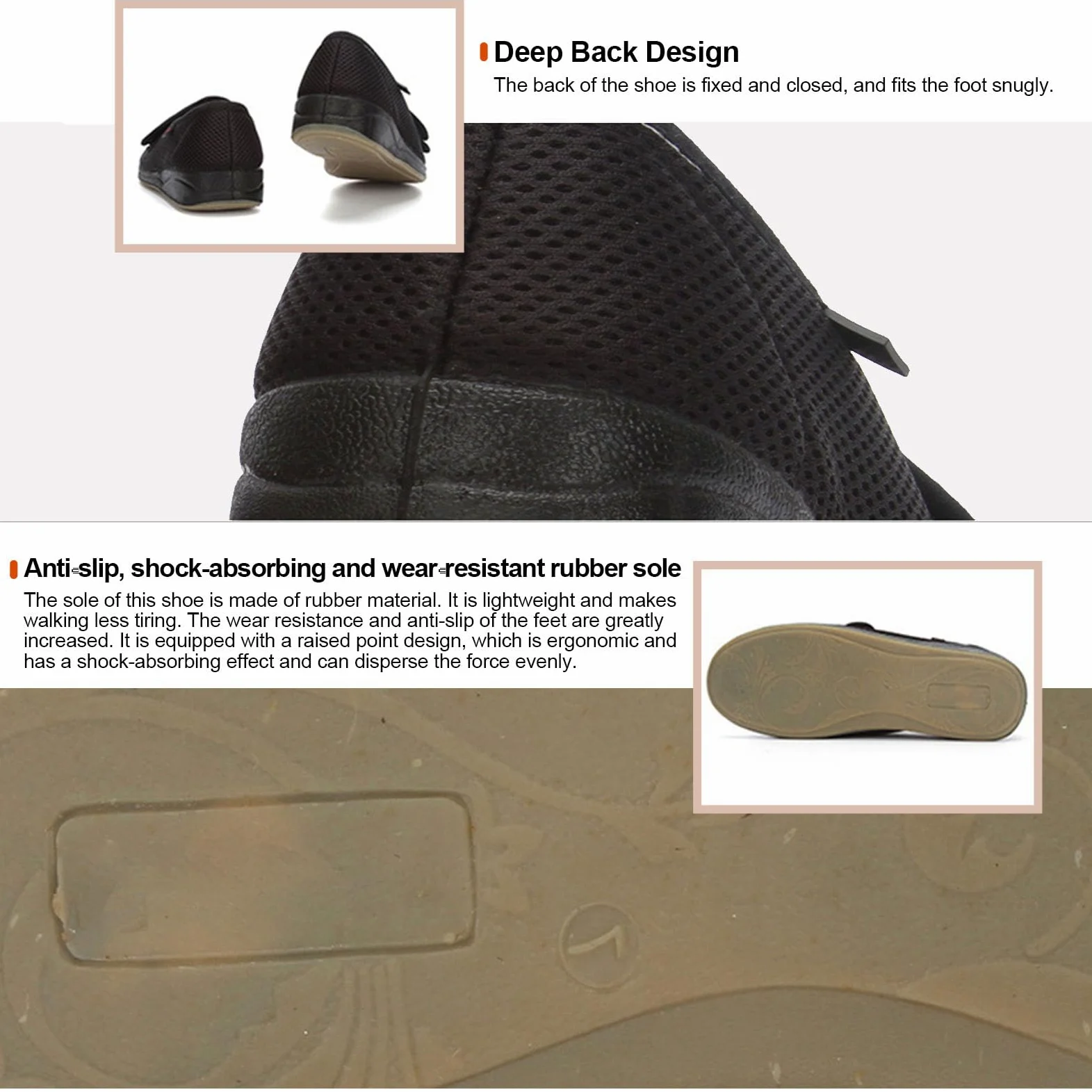 Zapatos Diabéticos para Mujeres Zapatillas Pies Diabéticos para Mujer Ajustable Zapatos Ortopédicos Anchos Especiales para Pies Hinchados Antideslizante Zapatillas Planas Black 38