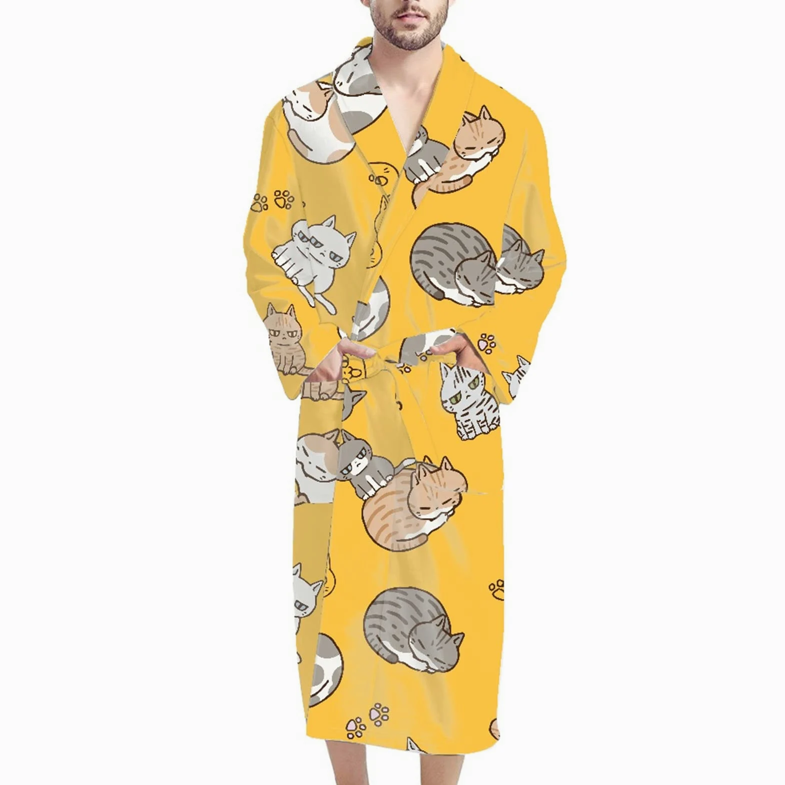 HUGS IDEA Albornoz para hombre de manga larga otoño bata acogedora Navidad pijama muñeco de nieve perro dinosaurio dragón