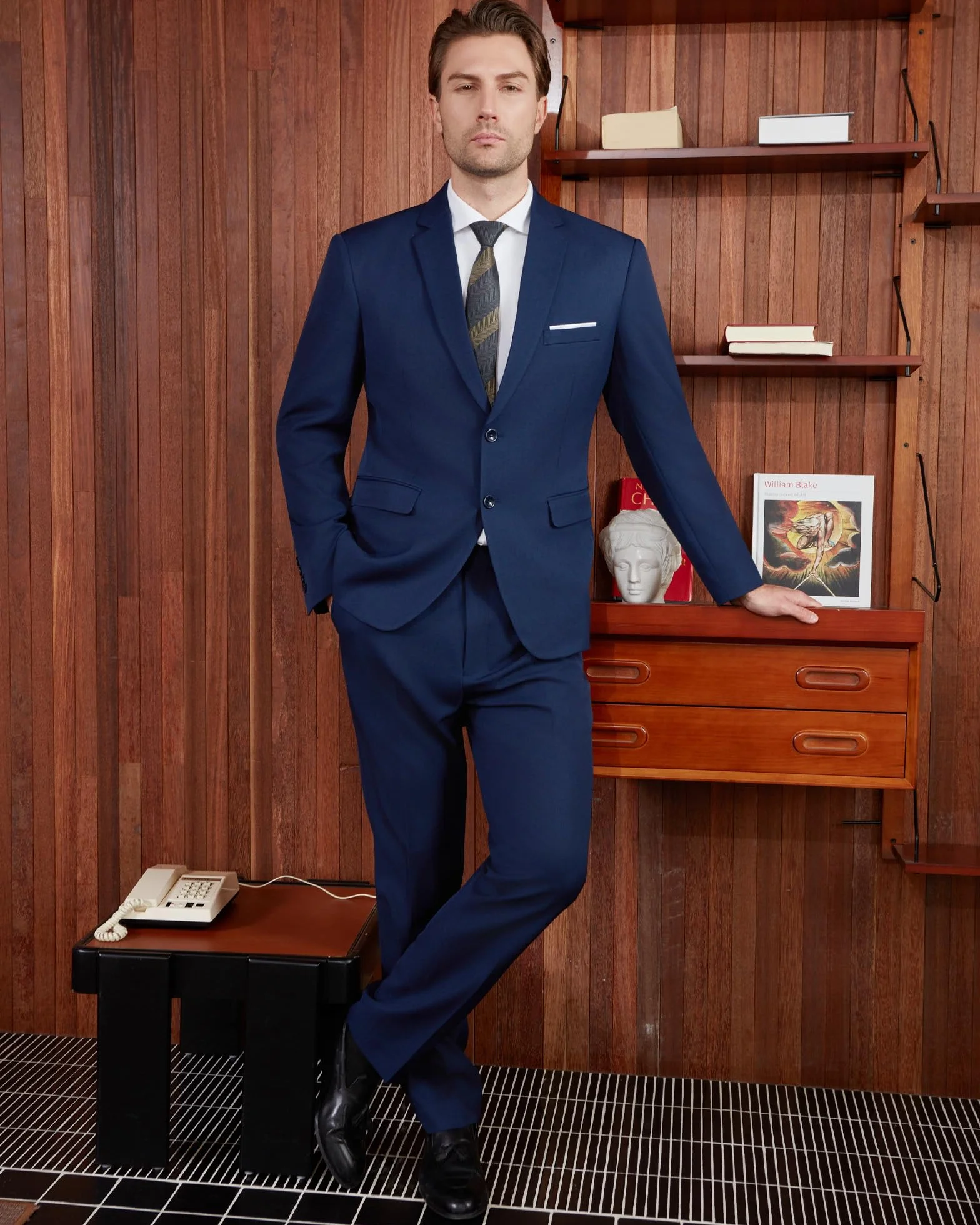 Traje Hombre 2 Piezas Slim Fit Elegante 2 Botones Chaqueta Pantalón Formal Business Oficina Boda