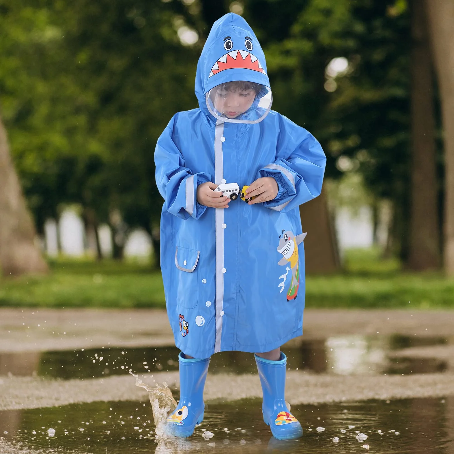 Poncho de Lluvia para Niñas y Niños - Chubasquero Ligero Impermeable Reutilizable Traje de Lluvia Respirable Portátil Ropa Impermeable 2-10 Años