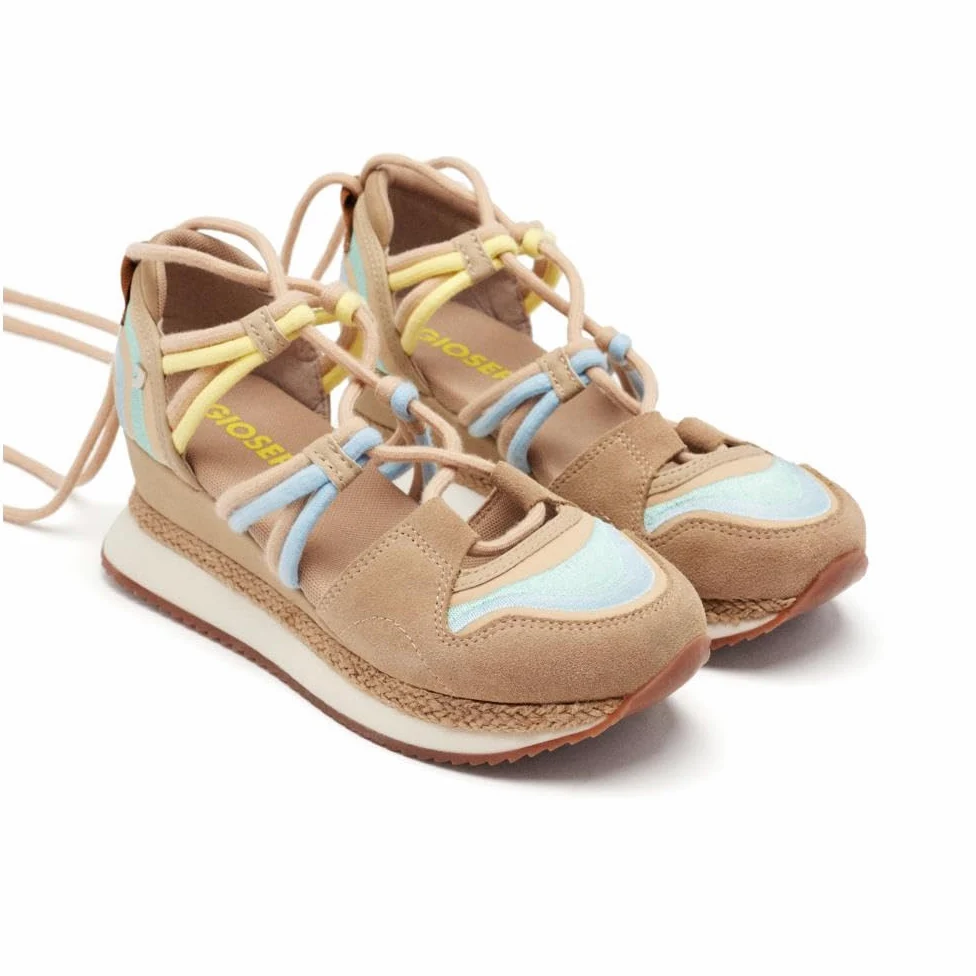 Zapatillas Abiertas Piel CUÑA Rafia Bridport