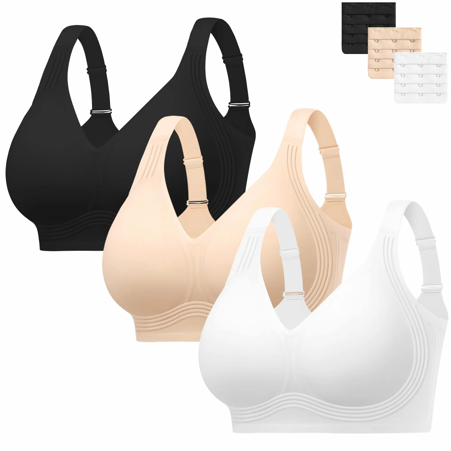 HBselect Sujetador sin Aros Cómodo Mujer, Sujetadores Tallas Grandes | Sujetadores Push Up Mujer con Extra Extensor,Sujetadores Tallas Grandes mujer Jelly Seamless Bra Sujetador Invisible Diario