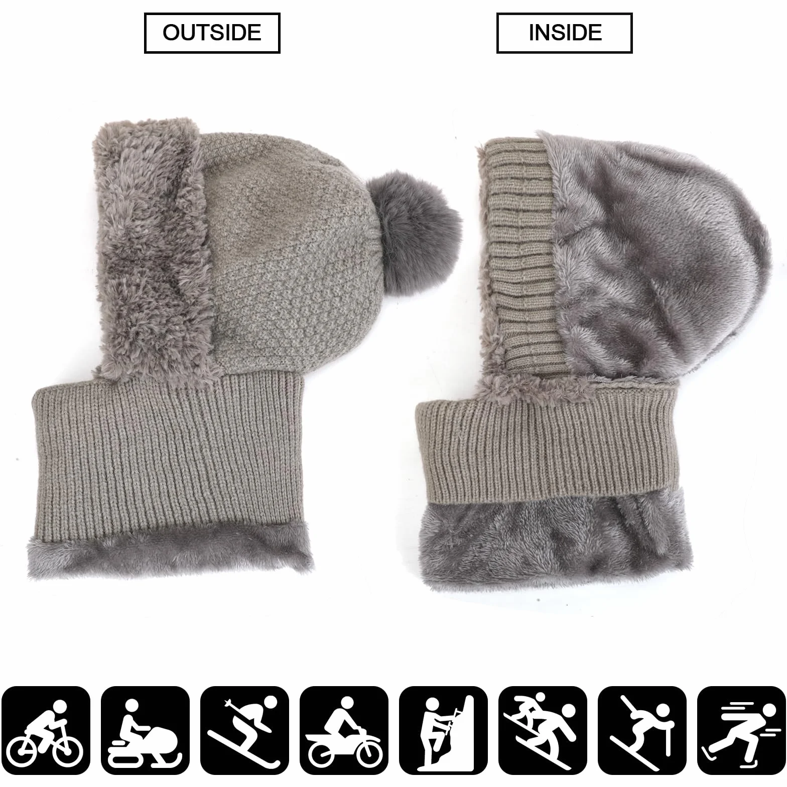 TAGVO Pasamontañas Termico para Mujer, Pasamontañas Invierno Capucha Polar Balaclava de Esquí Multifuncional para Clima Frío Esquí al Aire Libre