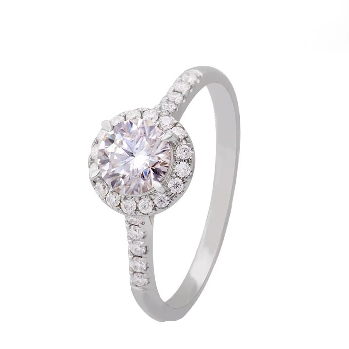 Anillos de compromiso de oro de 14 quilates para mujer, halo de corte redondo de 0,5 quilates, diamantes cultivados en laboratorio/moissanita, anillo de compromiso de oro blanco para ella