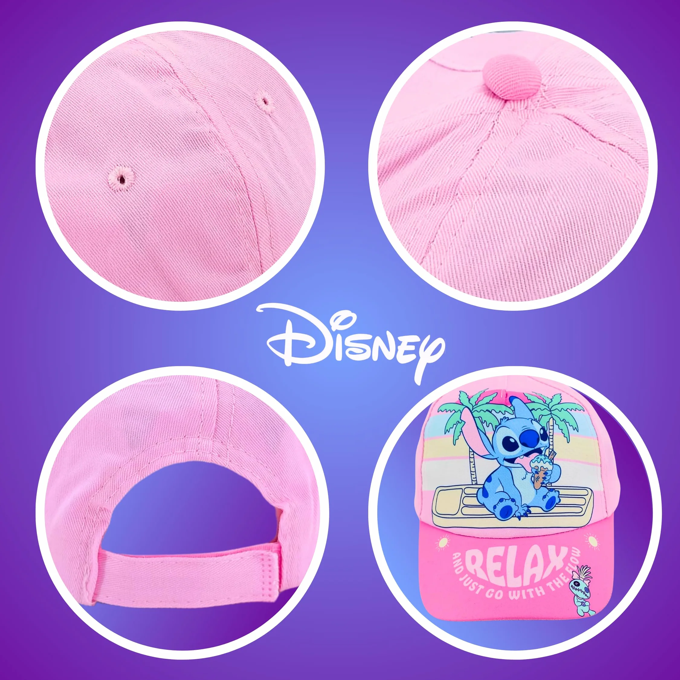 Disney Stitch Gorra y Gafas de Sol Protección UV para Niñas - Verano Beisbol Infantil