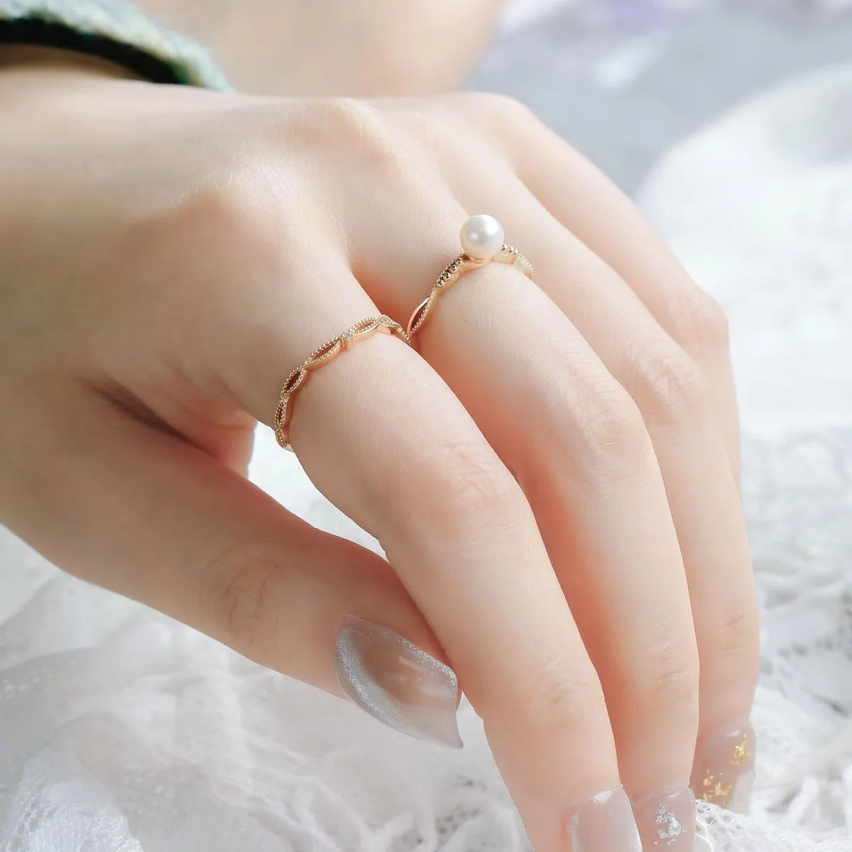 Anillo de compromiso infinito de oro amarillo de 9 quilates, 14 quilates y 18 quilates para mujer con perla y moissanita