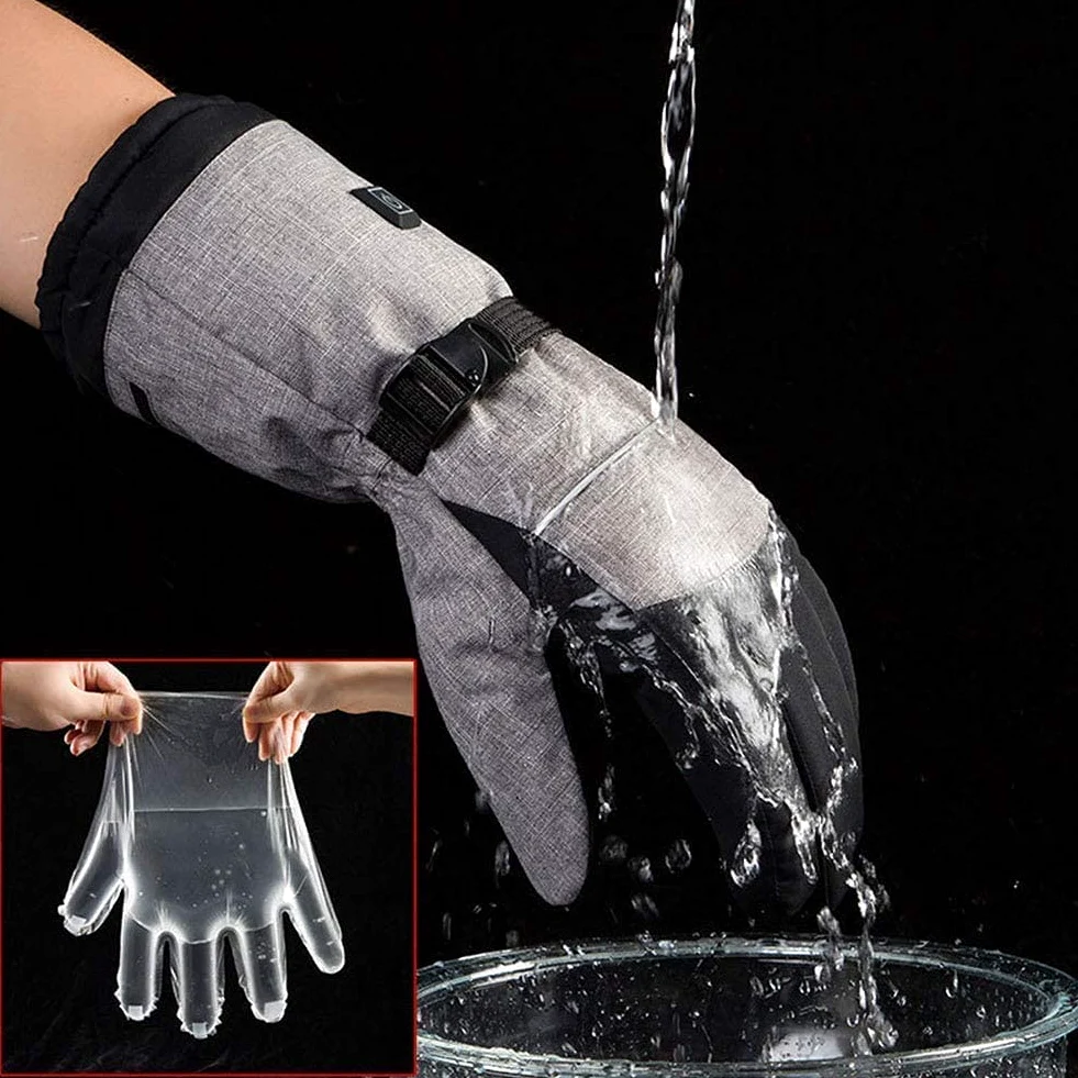 Guantes térmicos Guantes térmicos de Invierno Guantes a Prueba de Viento para Hombres y Mujeres Ciclismo al Aire Libre Motocicleta Camping, 3 Niveles de Control de Temperatura