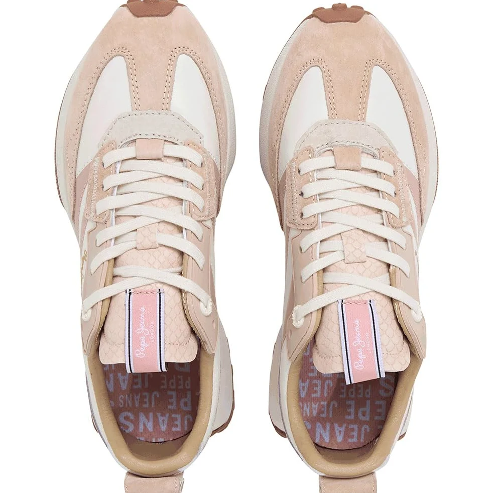 Pepe Jeans Tenis Lucky Original para Mujer, Beige Off Lace Beige, 5 UK