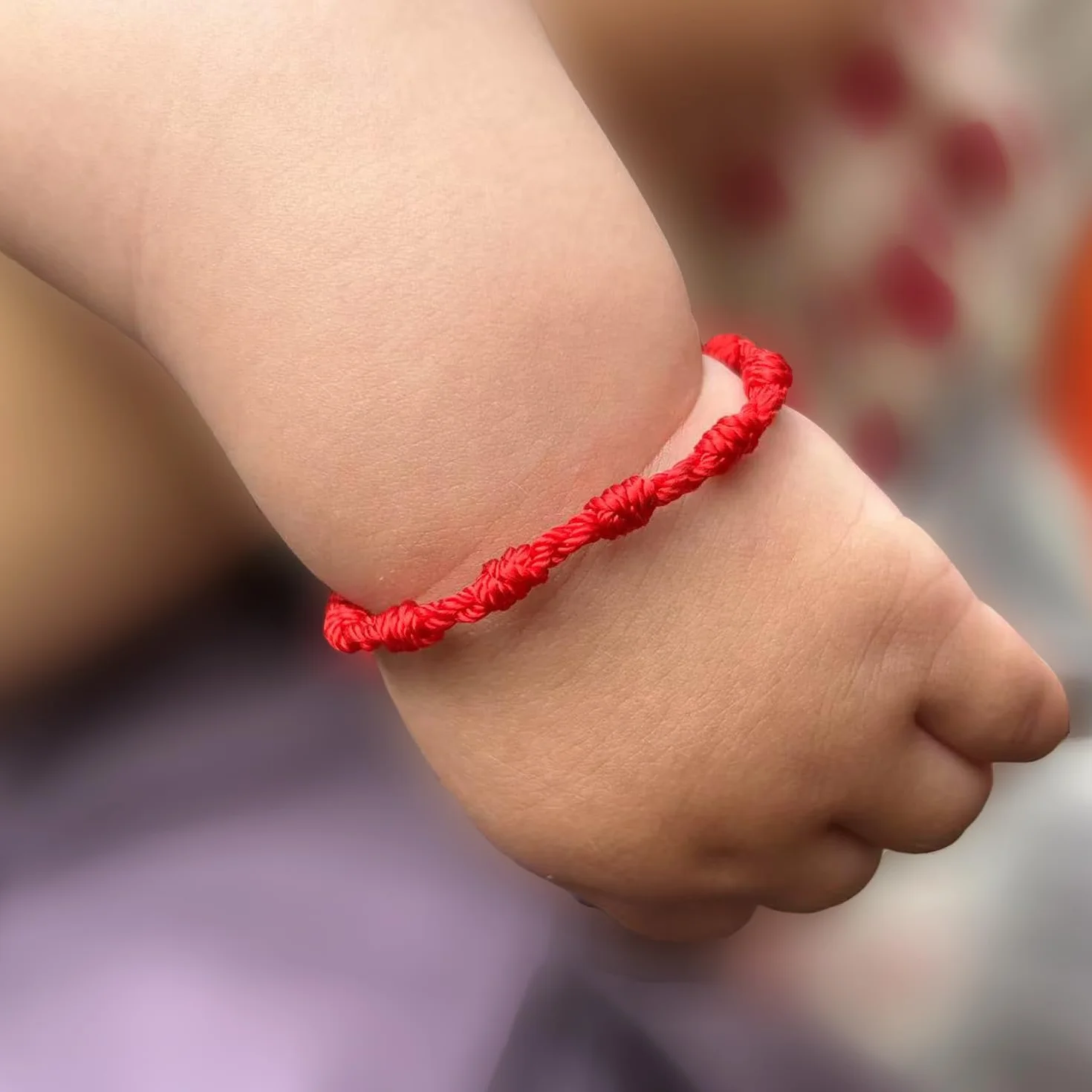 Pulsera de Hilo Rojo 7 Nudos Protección Bebé Recién Nacido hasta 3 Años Amuleto Regalo Bautizo