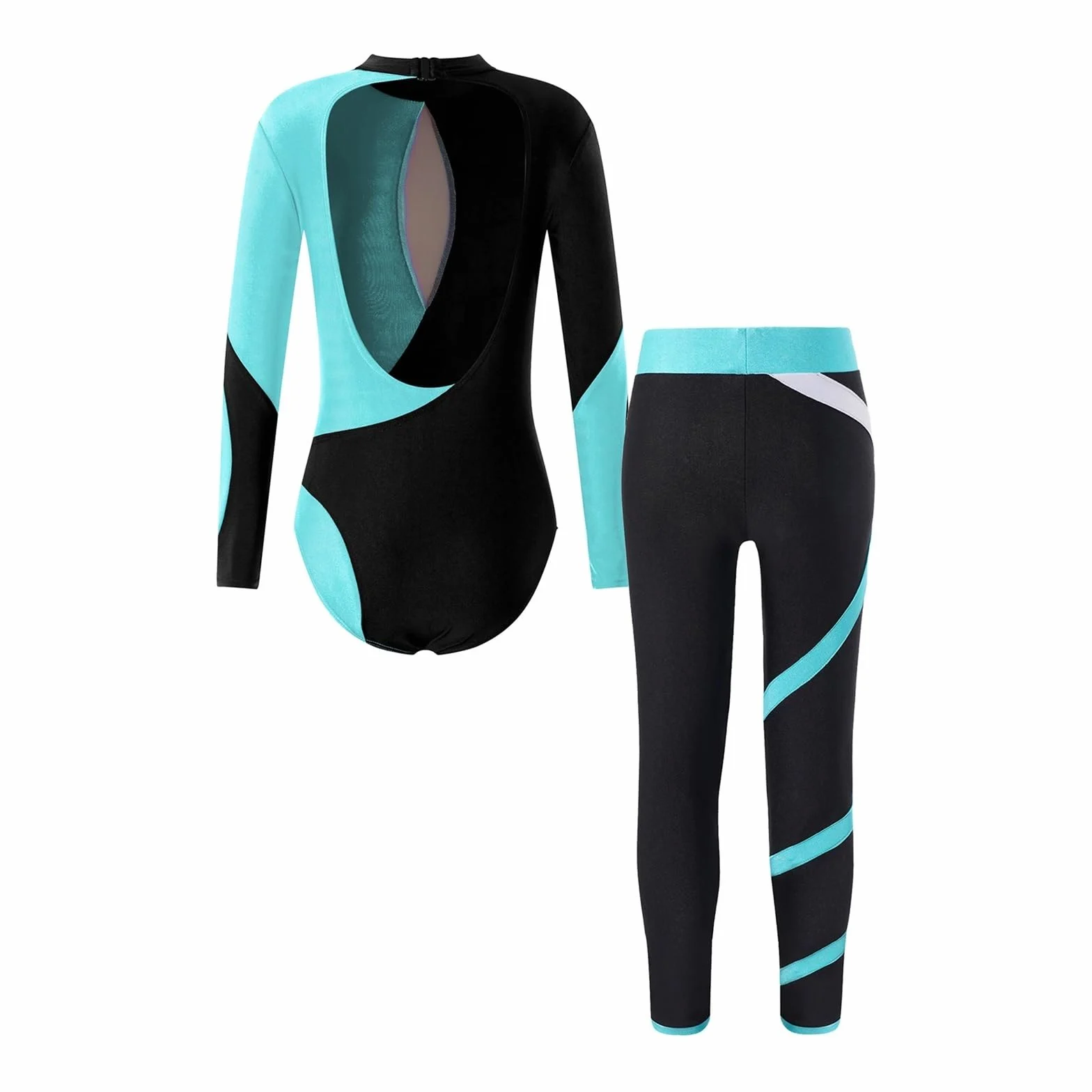 Maillot Gimnasia Mono de Gimnasia for niñas, Manga Larga, Brillantes Diamantes de imitación, Mallas de Ballet y Gimnasia con Leggings for Yoga, Patinaje Maillot De Danza Gimnasia(14)