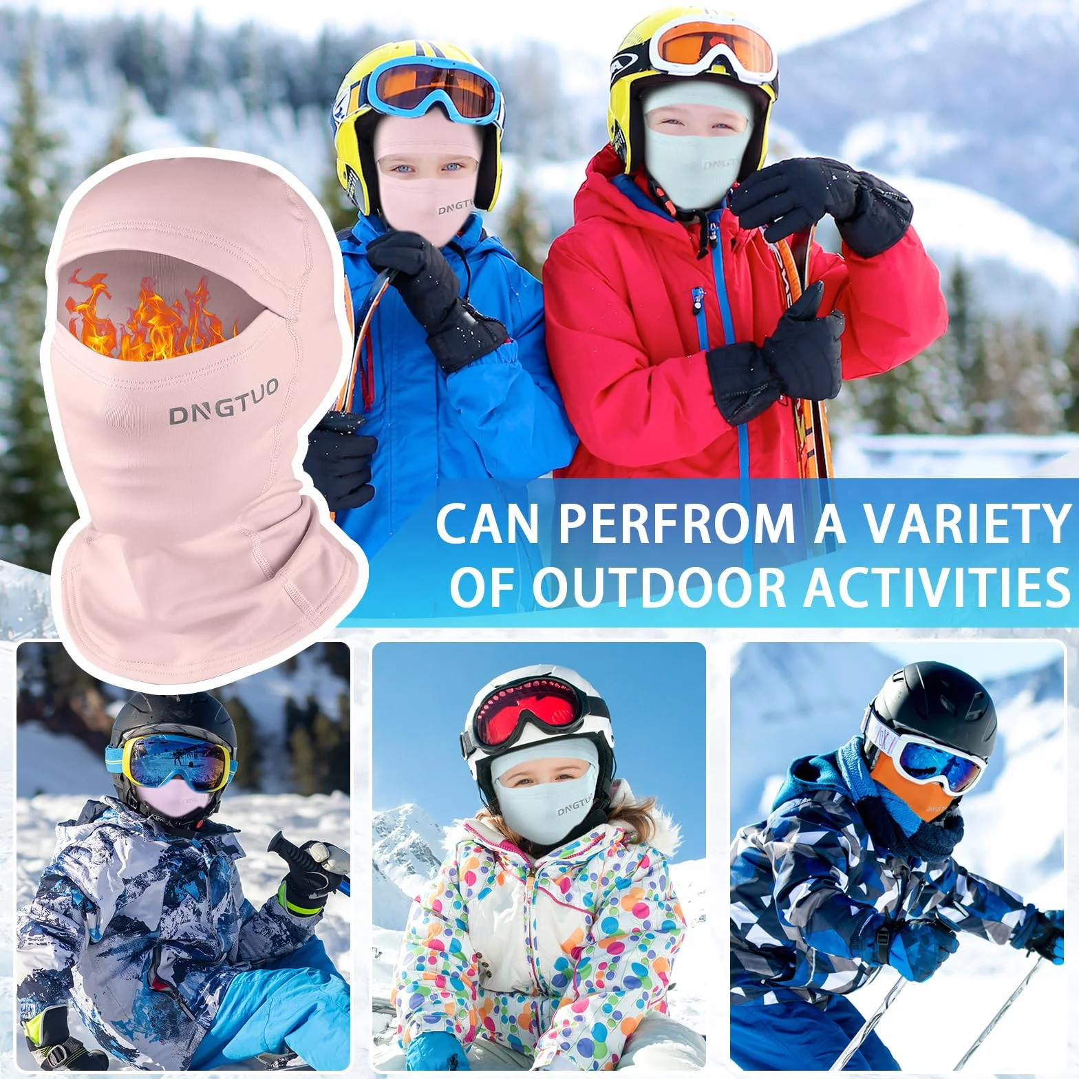 Pasamontañas Térmico Invierno Niños 4-12, Prueba de Viento Forro Polar Máscara Esquí Ciclismo Gorro Calentador Cuello