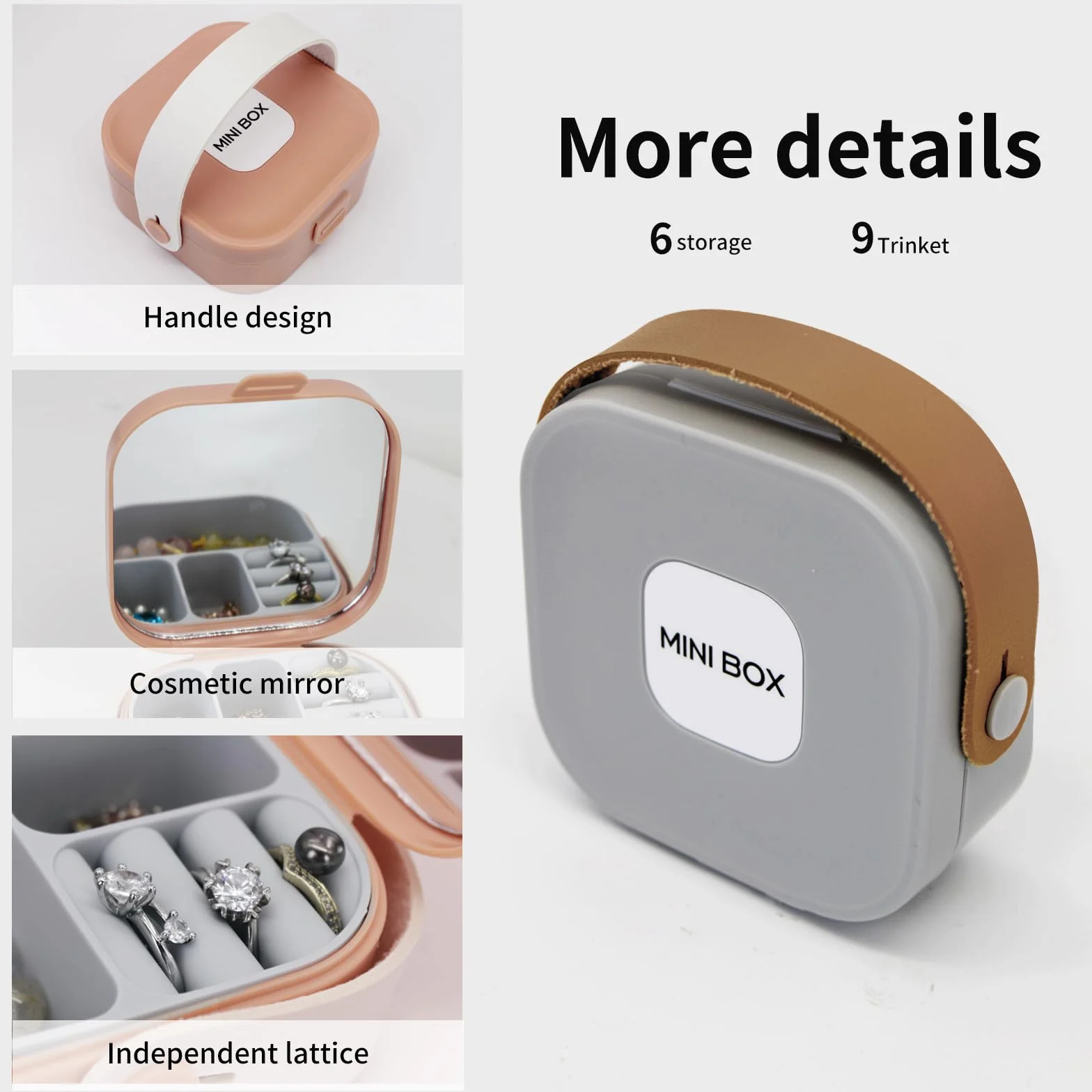 FuninCrea Estuche Joyero Pequeño con Espejo y 3 Paños, Almacenamiento de Viaje para Anillos Pendientes Pulseras, Blanco Clásico