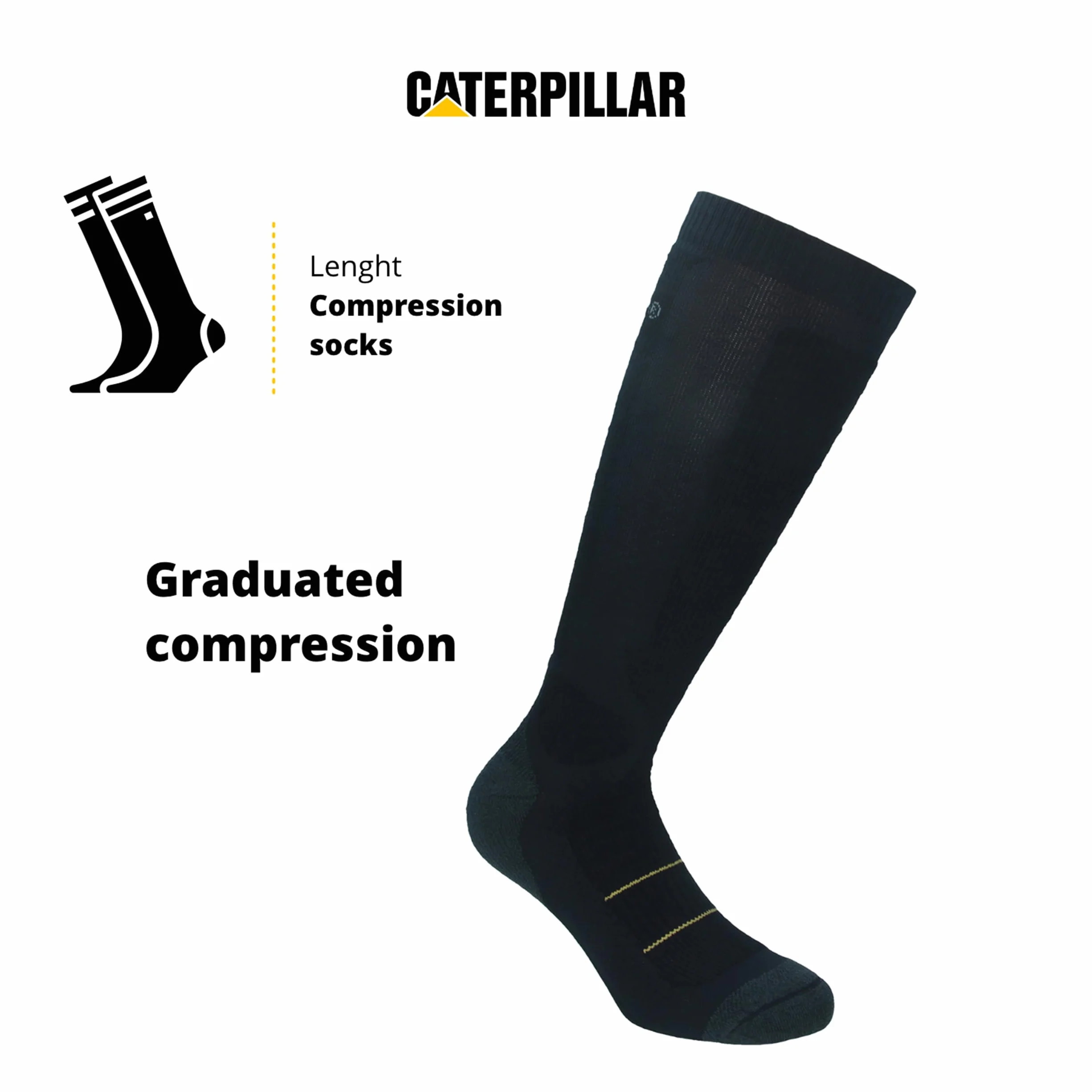 Caterpillar Calcetines Largos Hombre Compresión Graduada Recuperación Muscular