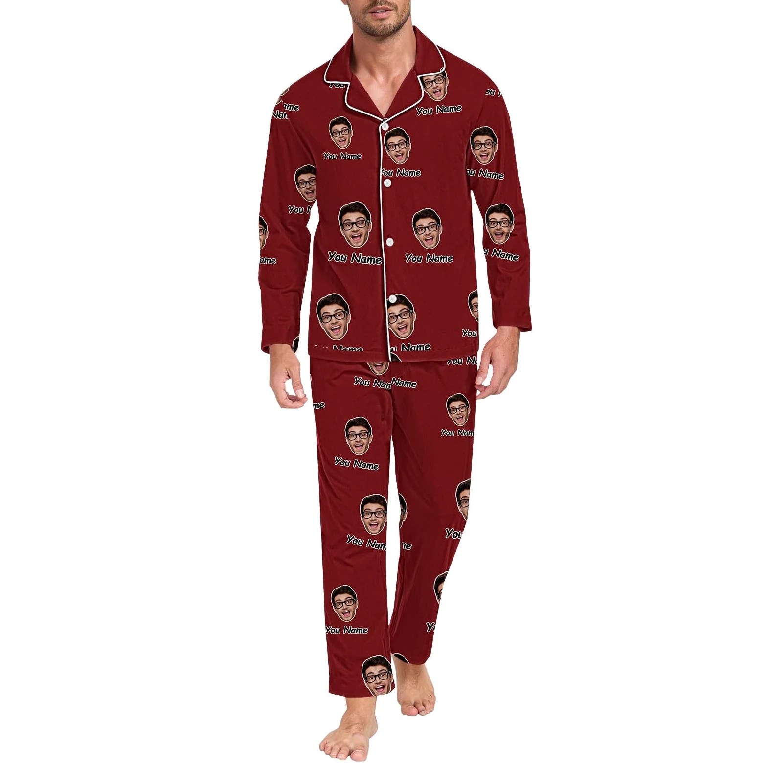 Generisch Pijama para hombre de longitud extragrande pantalones divertidos para hombres y mujeres parejas a juego unisex personalizados nombre albornoz gofre hombre