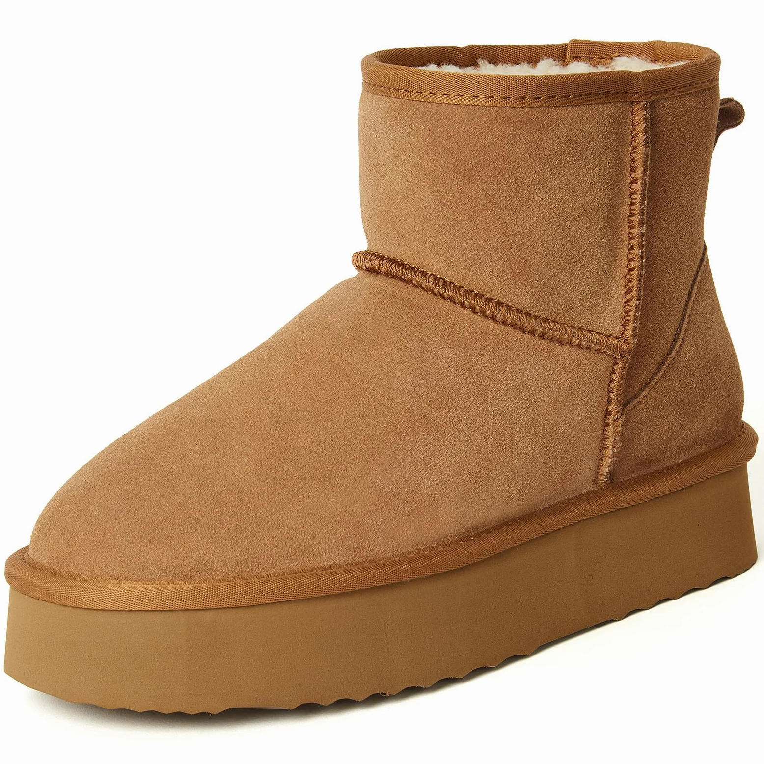 Shenduo Mujer Plataforma Botines de Nieve Invierno Clásico | Material Cuero Impermeable Forradas de Piel Cálido Clásico Botas para Clima Frío