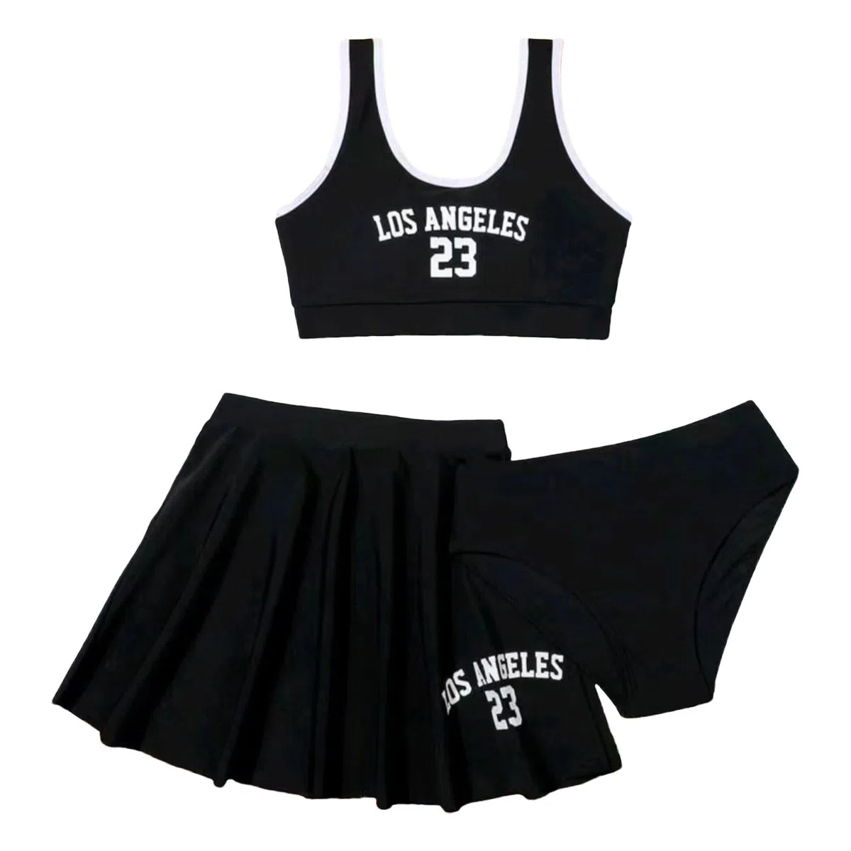 Traje de baño para niña de 3 piezas de bikini de playa para niñas con pantalones, juego de ropa de baño informal de verano