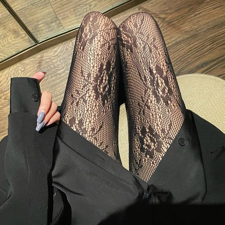 Medias de Red Sexy Medias Panty Knitting Net Pantyhose Mesh Disfraces de lencería (Color : Black, Size : One Size) (Black One Size)
