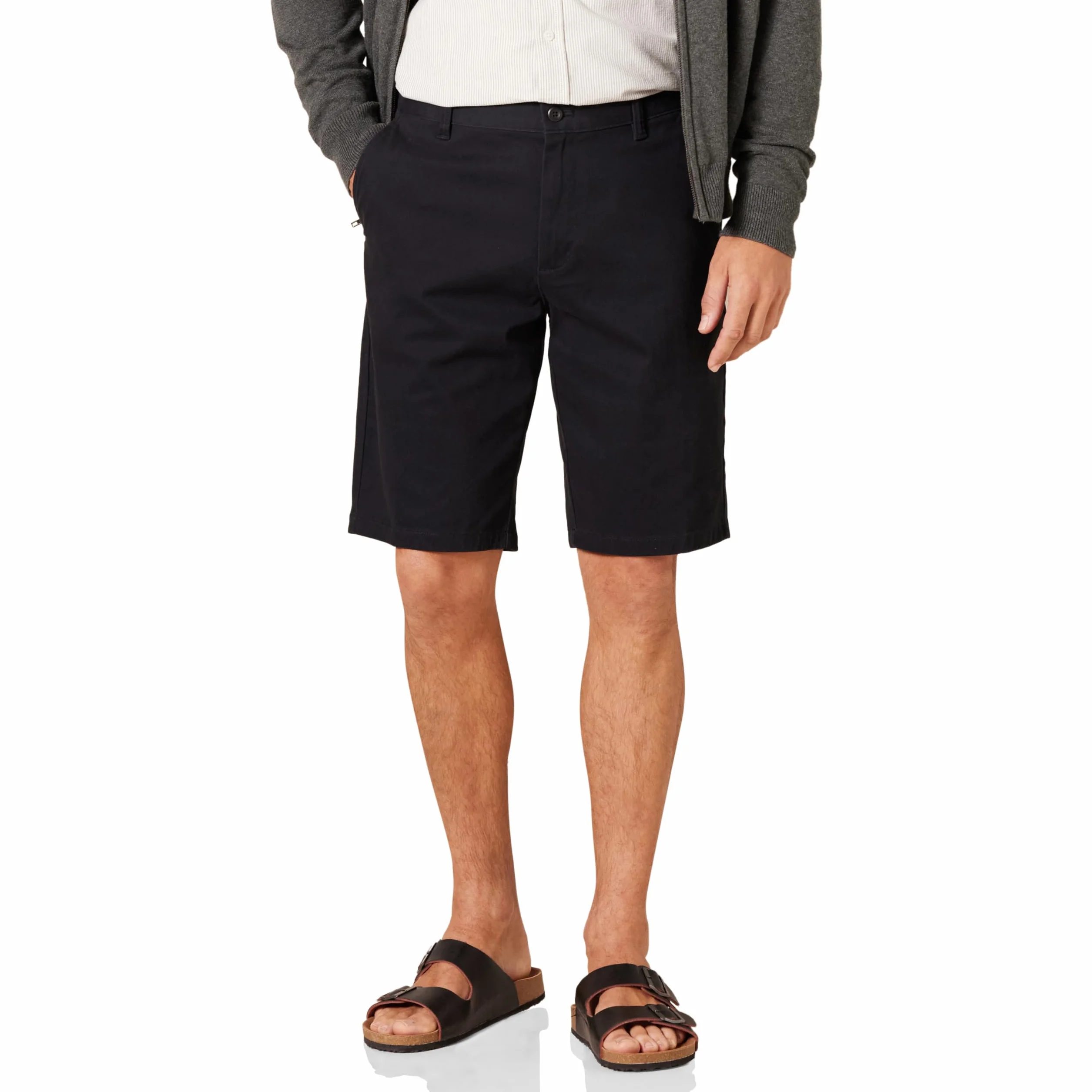 Amazon Essentials Pantalones Cortos Chinos Elásticos y Cómodos con Frente Plano y Corte Ajustado de 28cm Hombre