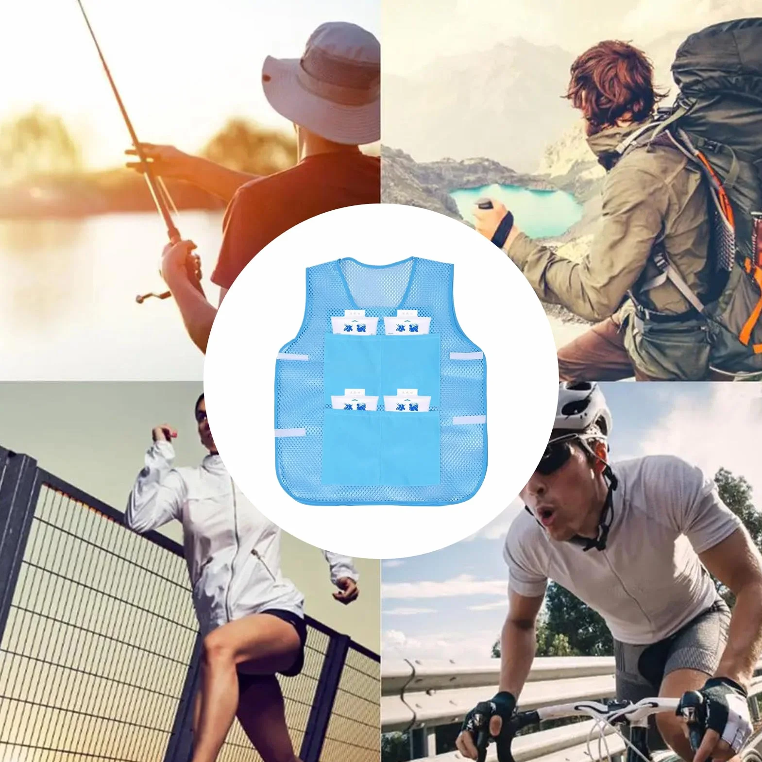 Chaleco Refrescante Para Hombres Frío Rápido 8 Paquetes De Gel Ropa Tecnológica Trabajo Al Aire Libre Deportes Viajes