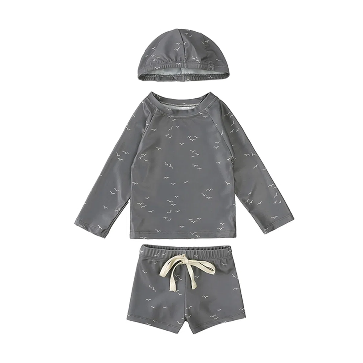 Generisch Traje de baño infantil de tres piezas para niños, Rashguard, traje de baño para niños, traje de baño floral para niños pequeños, bañador con gorro de natación