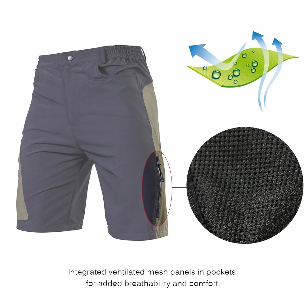 TOMSHOO Pantalones Cortos de MTB, Pantalones Cortos de Ciclismo para Hombre con Acolchados en 3D y 4 Bolsillos para Deporte al Aire Libre y Ciclismo