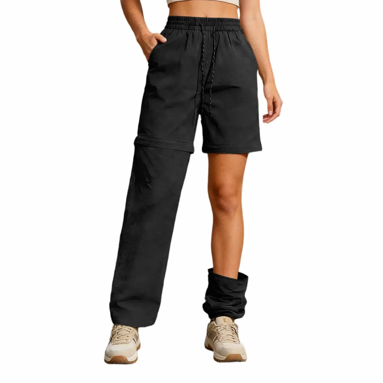 Pantalón de Senderismo Mujer Convertible, Ligero Transpirable Secado Rápido Pantalón Safari Exterior Verano Pantalón de Trabajo Técnico para Trekking